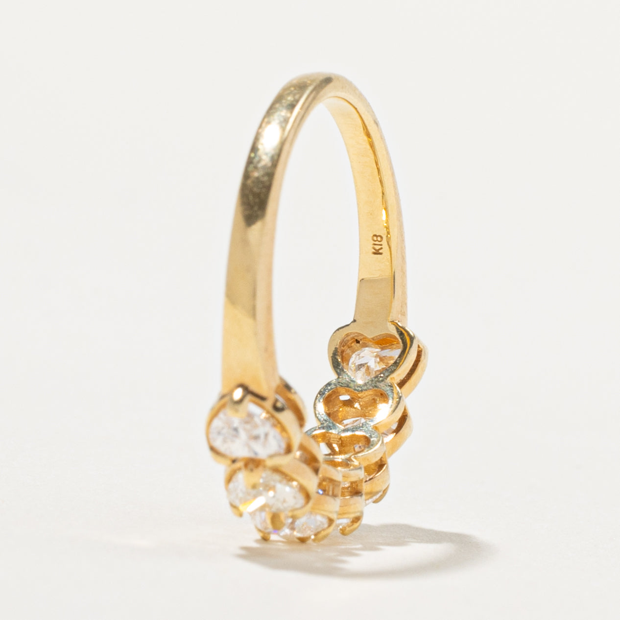18k Heart Cut Diamond Semi Eternity Band | 1.00ctw | SZ 5.75