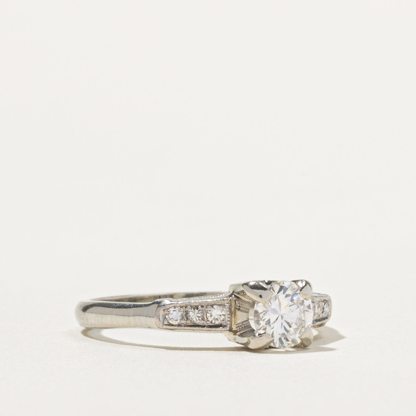 19k White Gold Diamond Accented Ring | 0.43ct VS1 G/H, 0.06ctw | SZ 6
