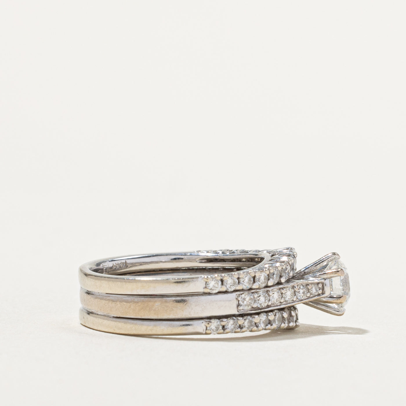 14k Diamond Multi Row Soldered Wedding Ring Set | 0.47ct I1/I2 H/I, 0.38ctw | SZ 5.25