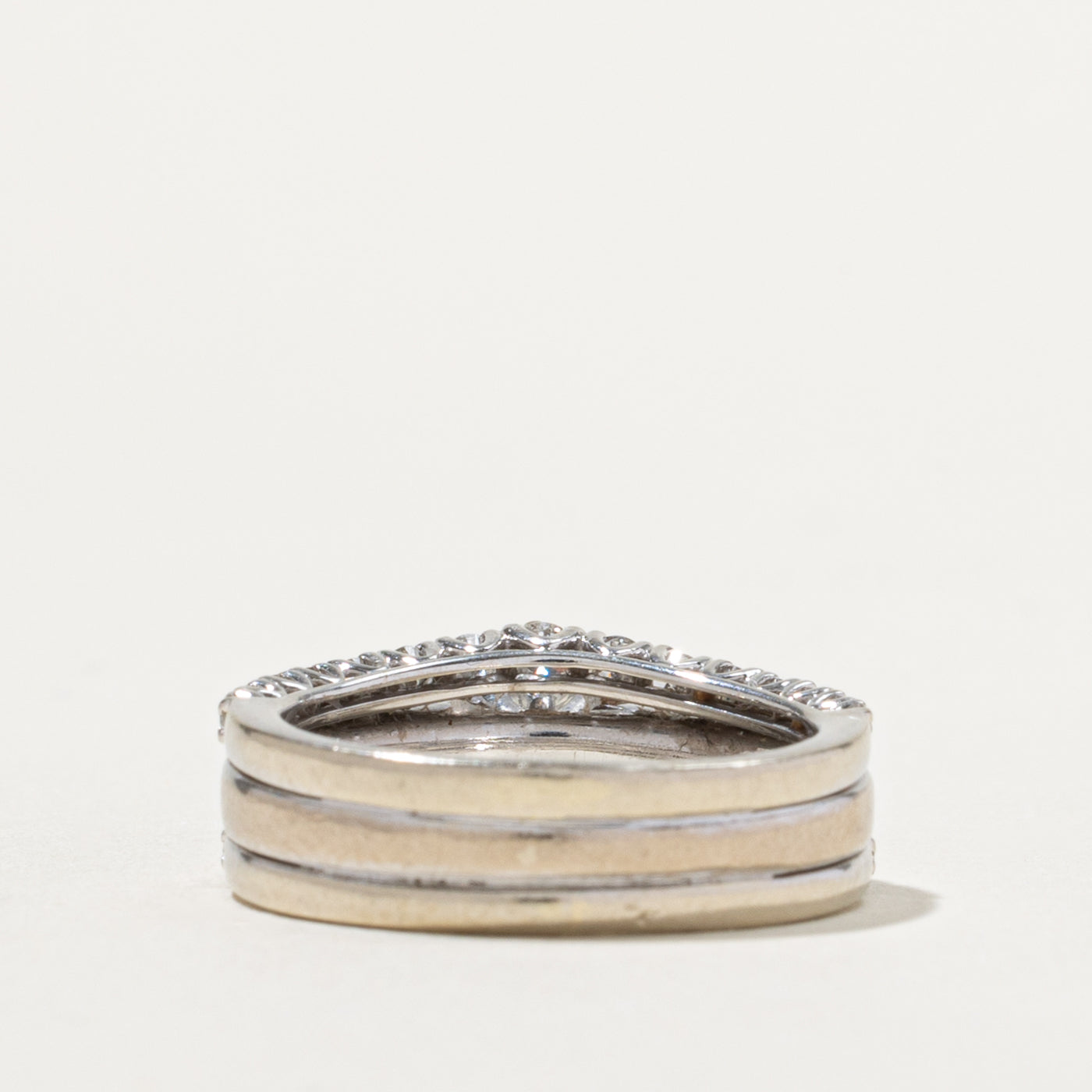 14k Diamond Multi Row Soldered Wedding Ring Set | 0.47ct I1/I2 H/I, 0.38ctw | SZ 5.25