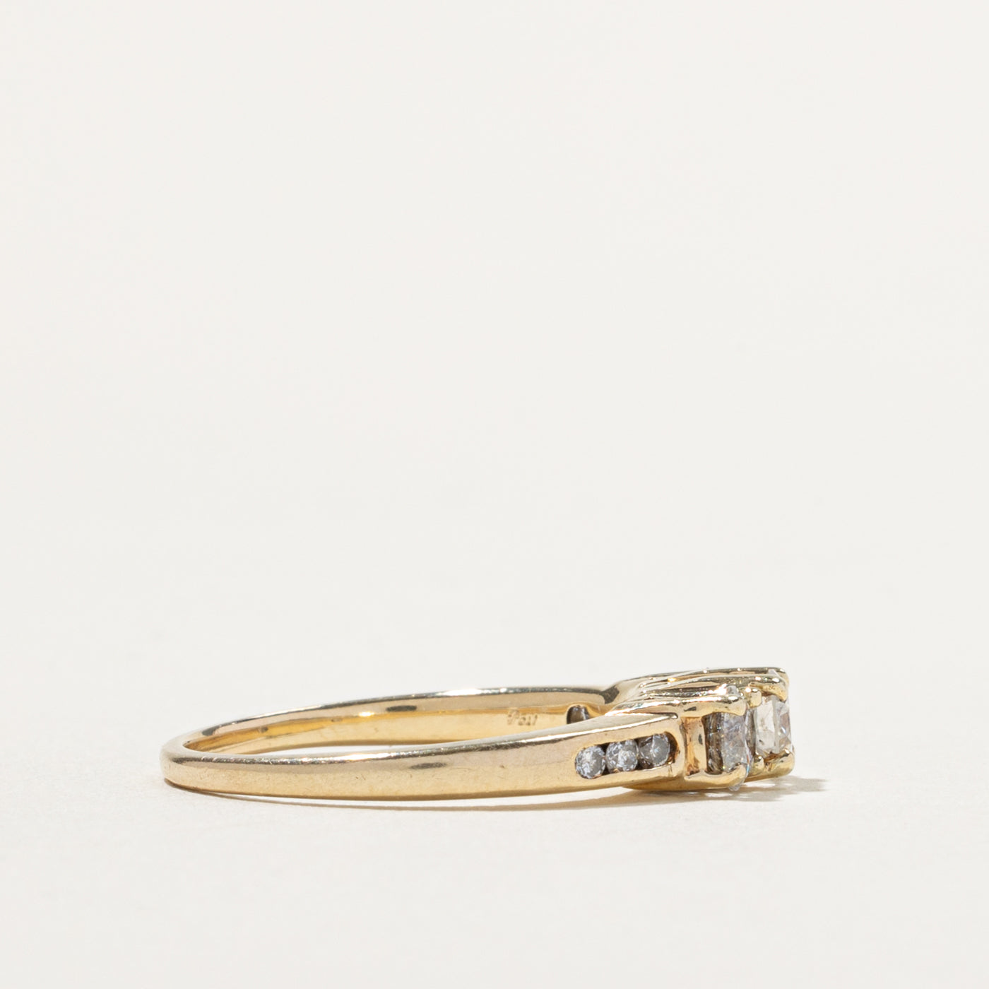 14k Three Stone Diamond Accented Ring | 0.37ctw | SZ 7.75