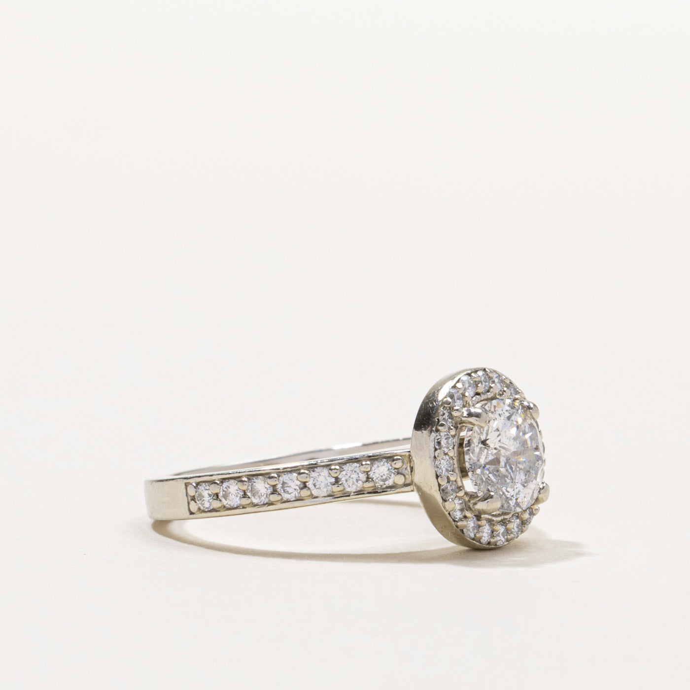 Round Brilliant Cut Diamond Halo Ring | 0.90ct I2 H, 0.40ctw | SZ 5.75