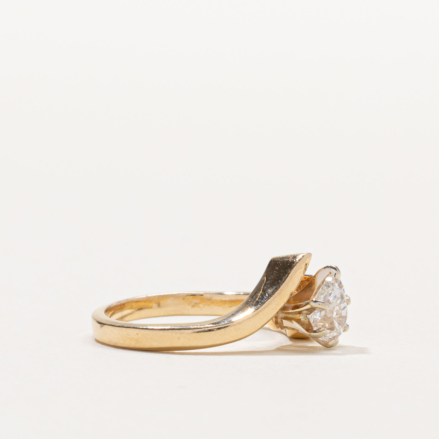 14k Pear Cut Solitaire Diamond Abstract Ring | 0.49ct VS2 H | SZ 3.25