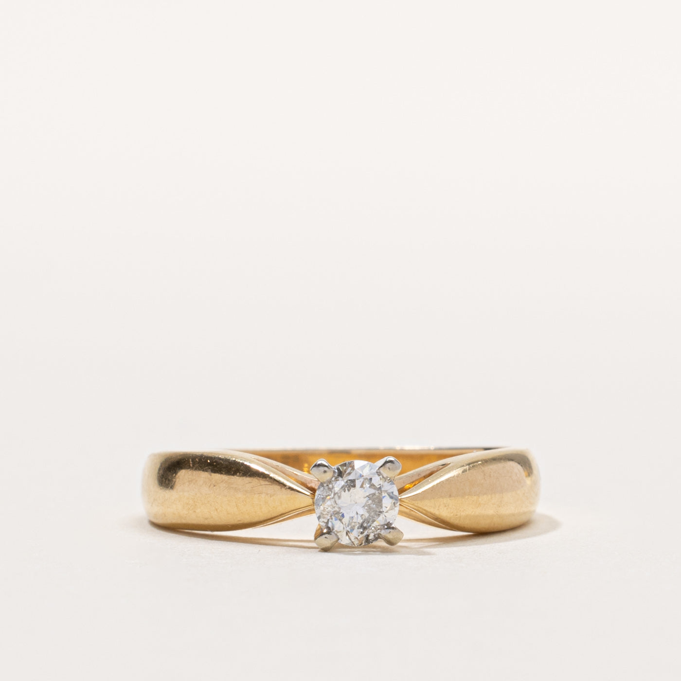14k Solitaire Diamond Reverse Tapered Ring | 0.24ct I2 H | SZ 7