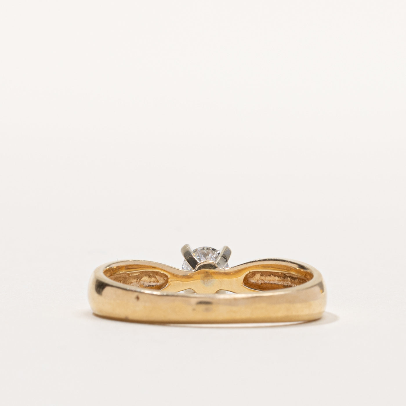 14k Solitaire Diamond Reverse Tapered Ring | 0.24ct I2 H | SZ 7
