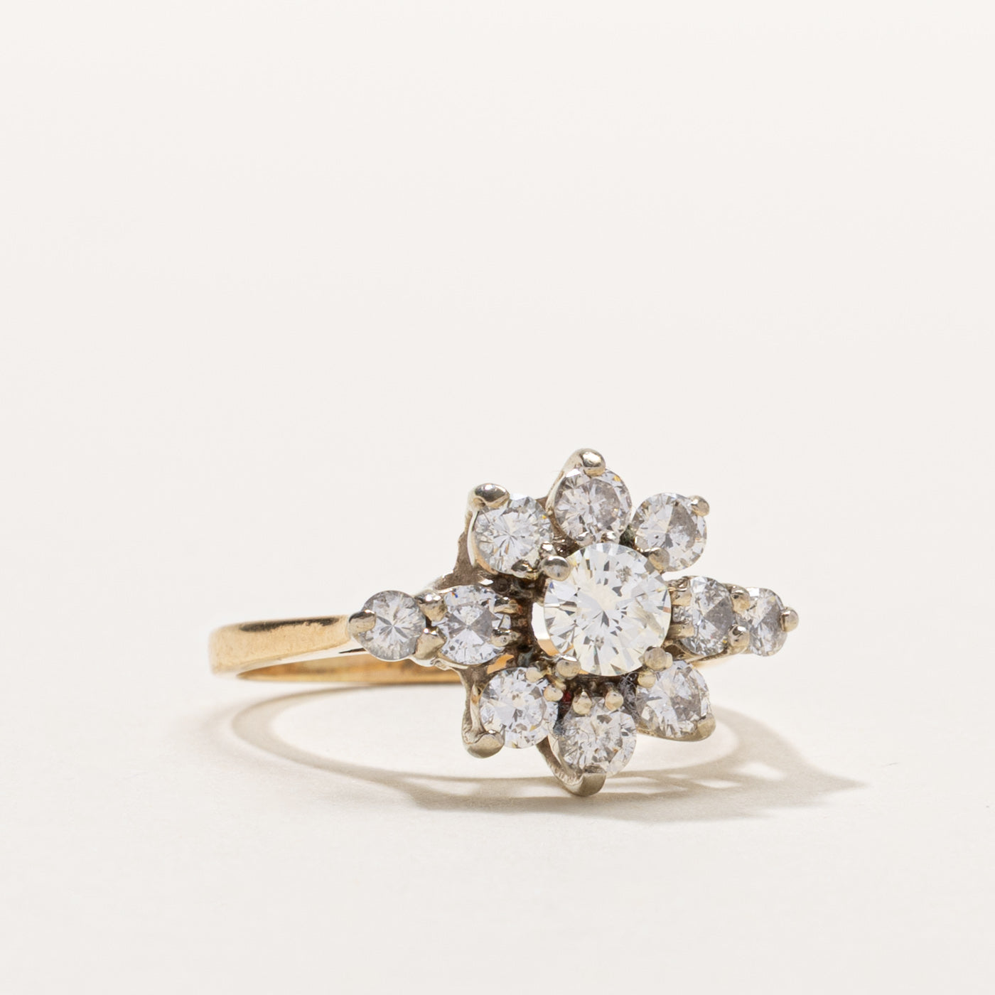 14k Diamond Floral Halo Ring | 0.72ctw | SZ 6