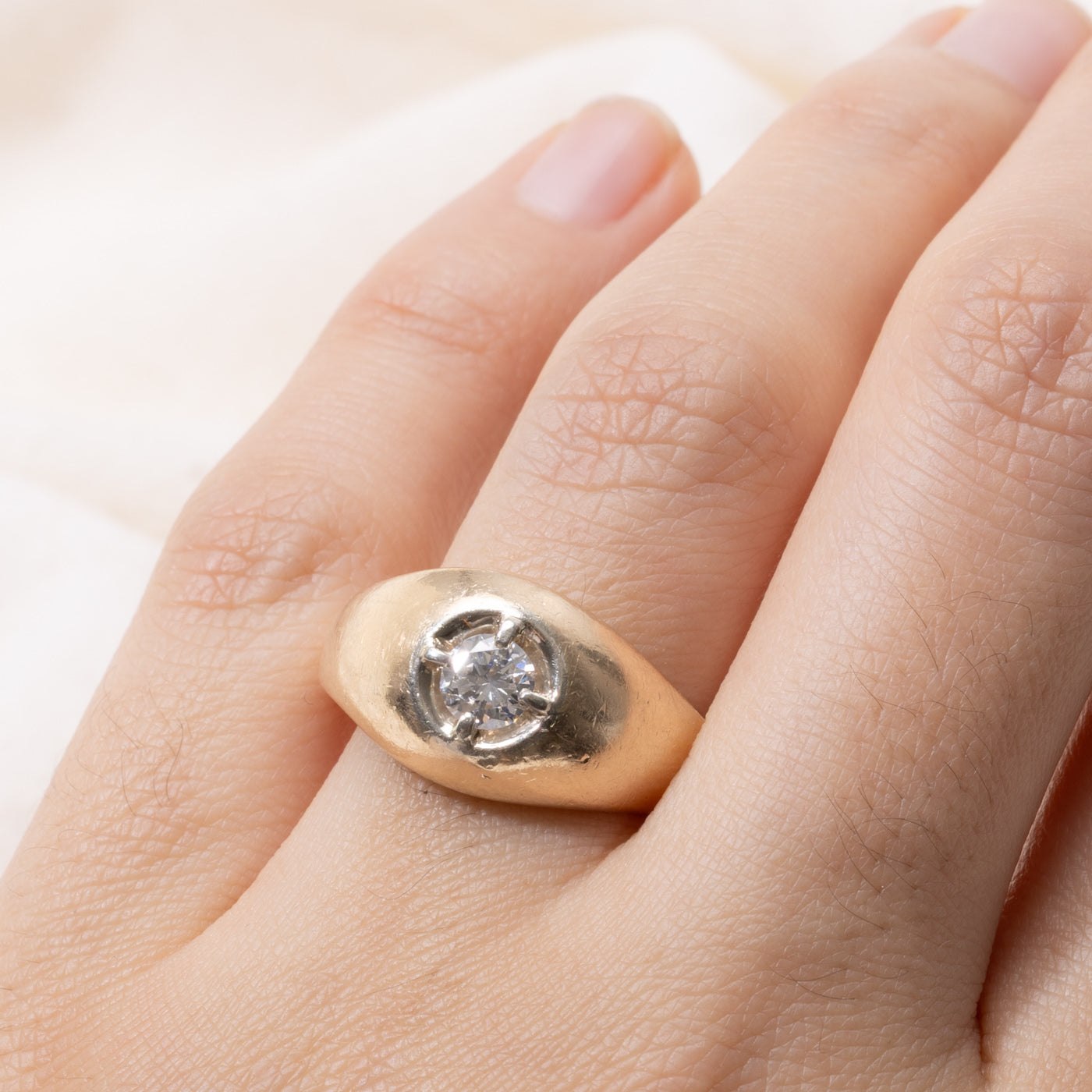 14k Solitaire Diamond Dome Ring | 0.50ct SI1 H/I | SZ 8