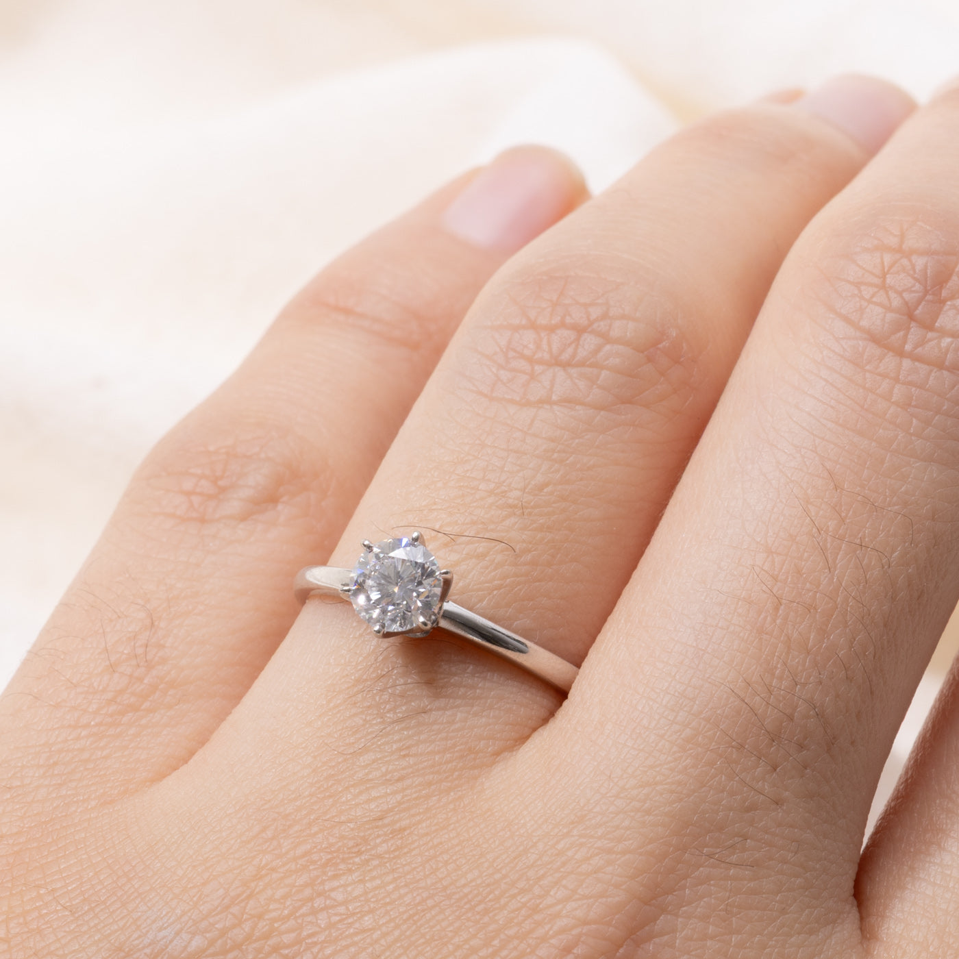 14k Six Prong Round Brilliant Diamond Ring | 0.58ct SI1 G | SZ 6.5