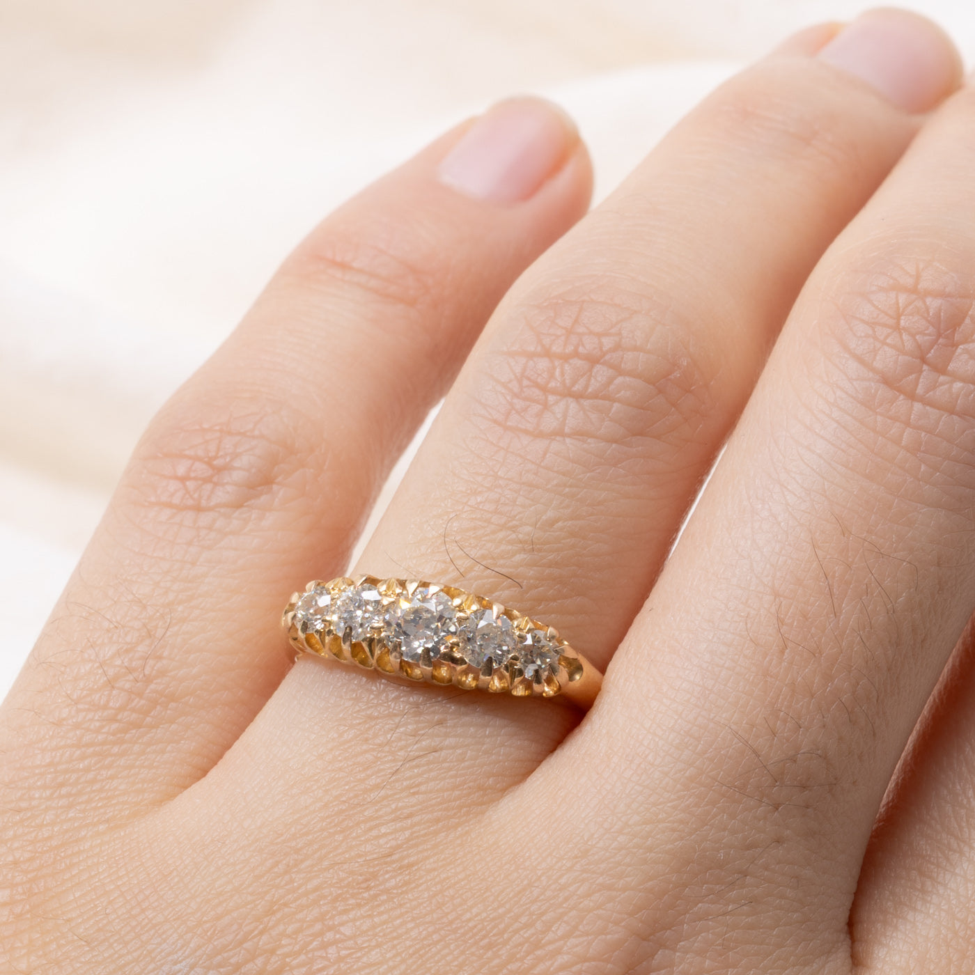 Edwardian 18k European Cut Diamond Boat Ring | 0.52ctw | SZ 8