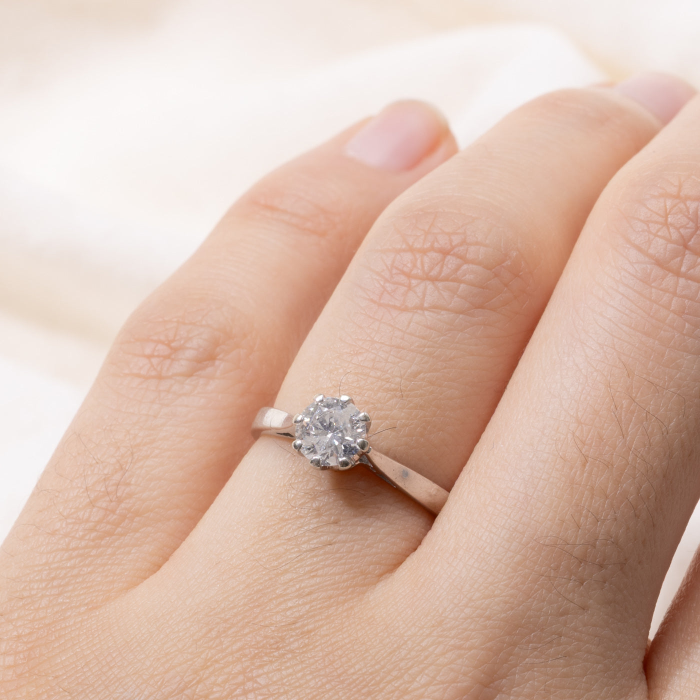 9k Round Brilliant Diamond Solitaire Ring | 0.50ct I2 I/J | SZ 5.75