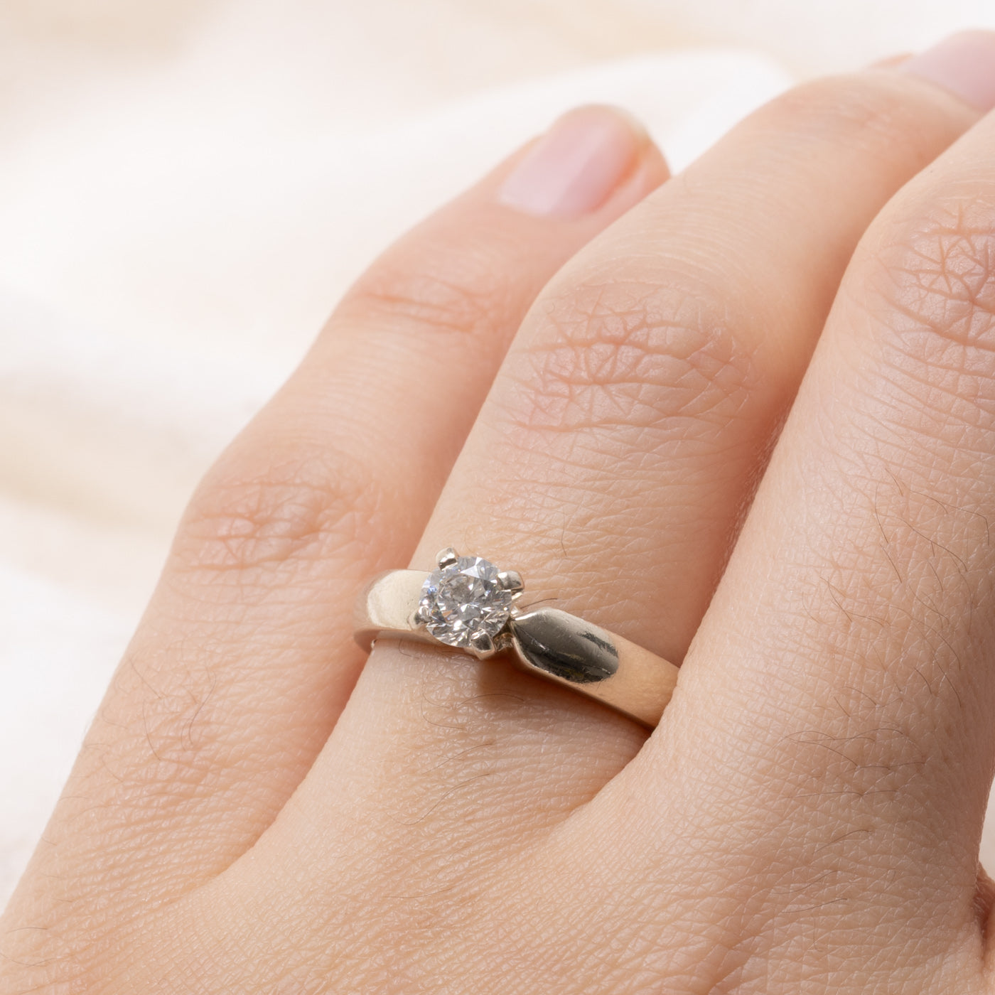 14k Round Brilliant Cut Solitaire Diamond Ring | 0.45ct SI1/SI2 H/I | SZ 6.5