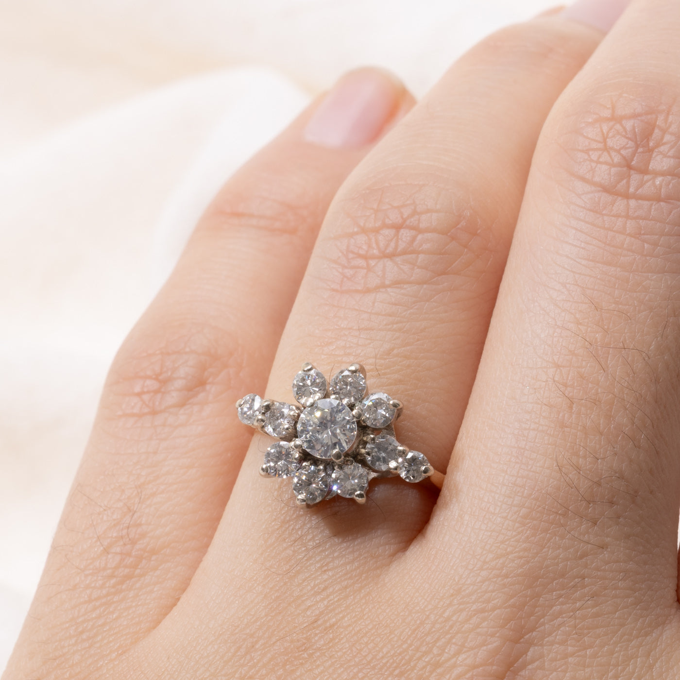 14k Diamond Floral Halo Ring | 0.72ctw | SZ 6