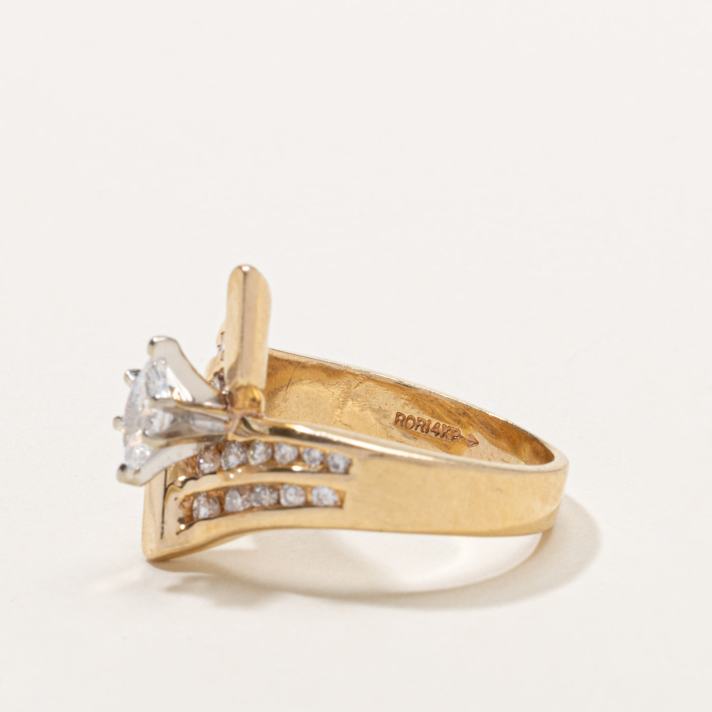 14k Marquise Cut Diamond Geometric Bypass Ring | 0.62ctw | SZ 6.5