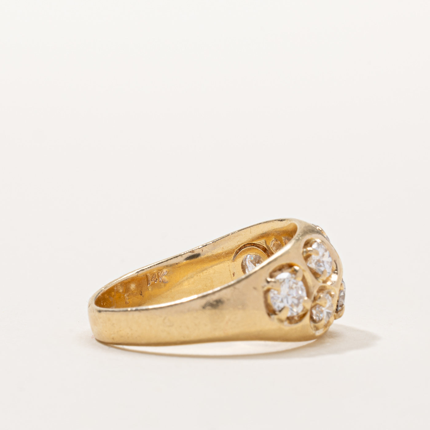 14k Scattered Diamond Dome Ring | 1.36ctw | SZ 9.5