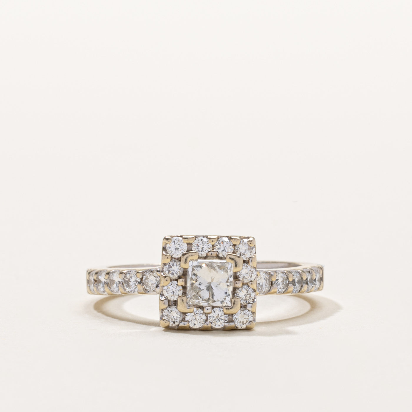 14k Princess Cut Diamond Halo Ring | 0.40ct I1 G/H, 0.46ctw | SZ 7.25