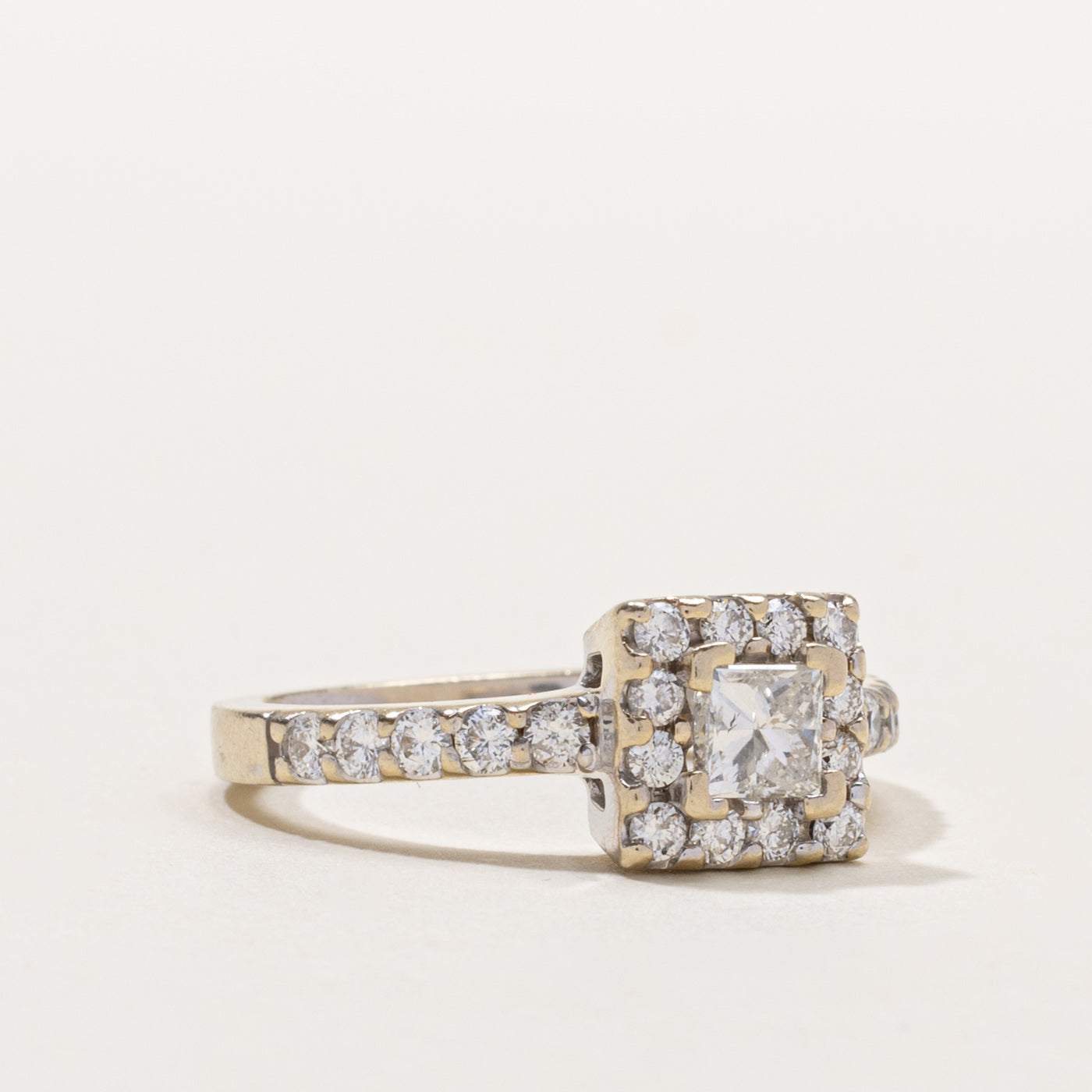 14k Princess Cut Diamond Halo Ring | 0.40ct I1 G/H, 0.46ctw | SZ 7.25