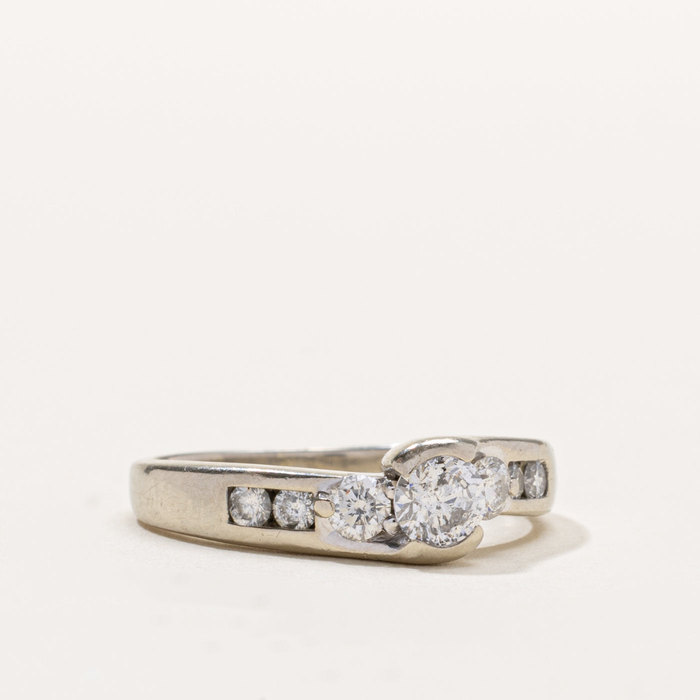 14k Three Stone Diamond Accented Ring | 0.80ctw | SZ 7.5