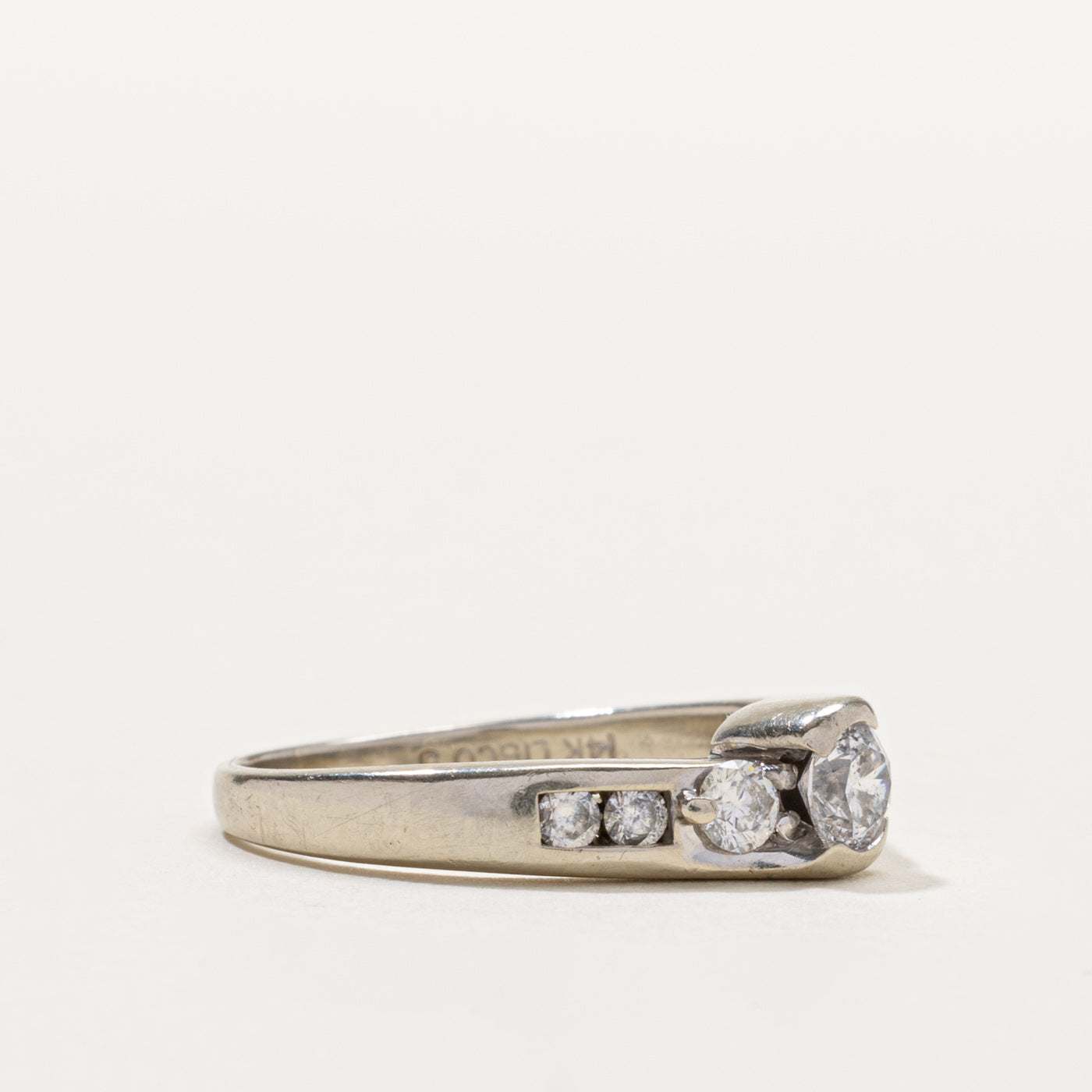 14k Three Stone Diamond Accented Ring | 0.80ctw | SZ 7.5