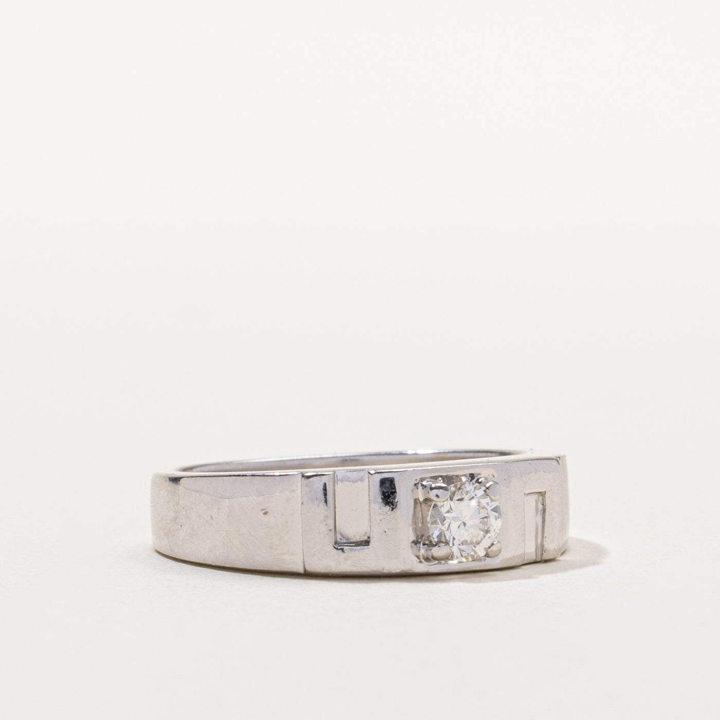 18k Solitaire Diamond Geometric Band | 0.32ct I1 H/I | SZ 9.0