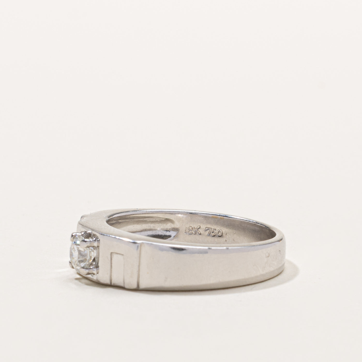 18k Solitaire Diamond Geometric Band | 0.32ct I1 H/I | SZ 9.0