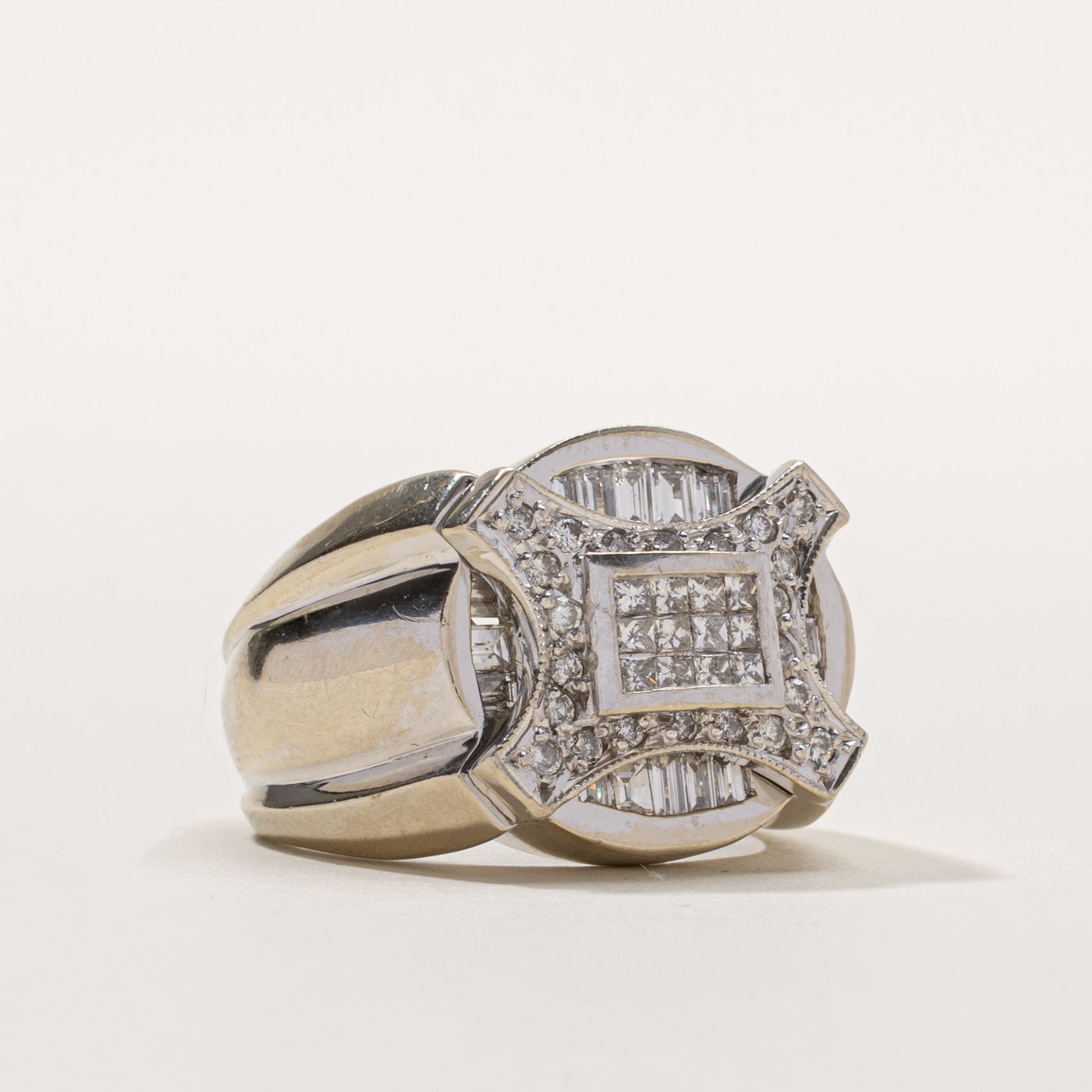 14k Diamond Grid Chunky Ring | 1.30ctw | SZ 9.25