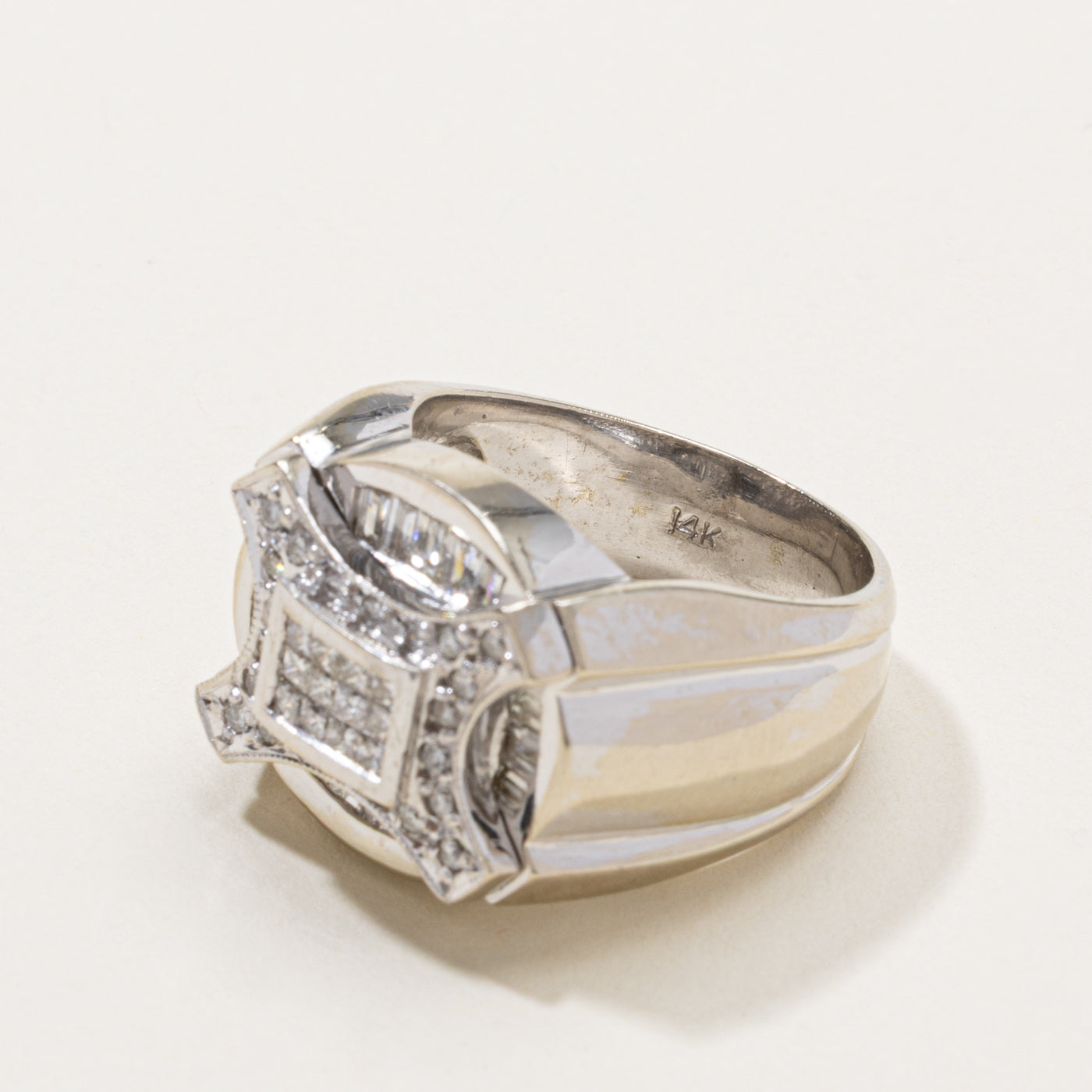 14k Diamond Grid Chunky Ring | 1.30ctw | SZ 9.25