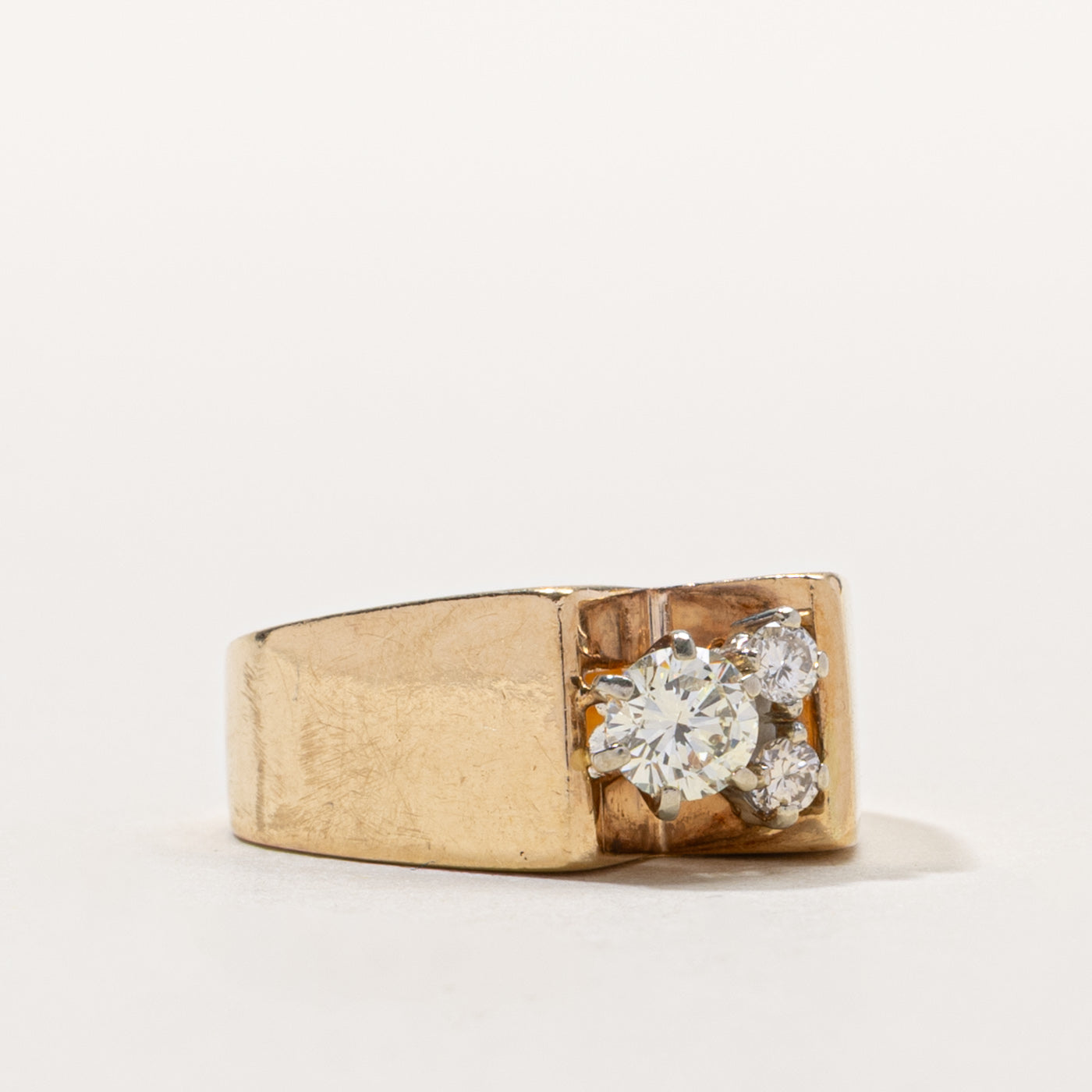 14k Three Stone Diamond Chunky Ring | 0.34ctw | SZ 4.5