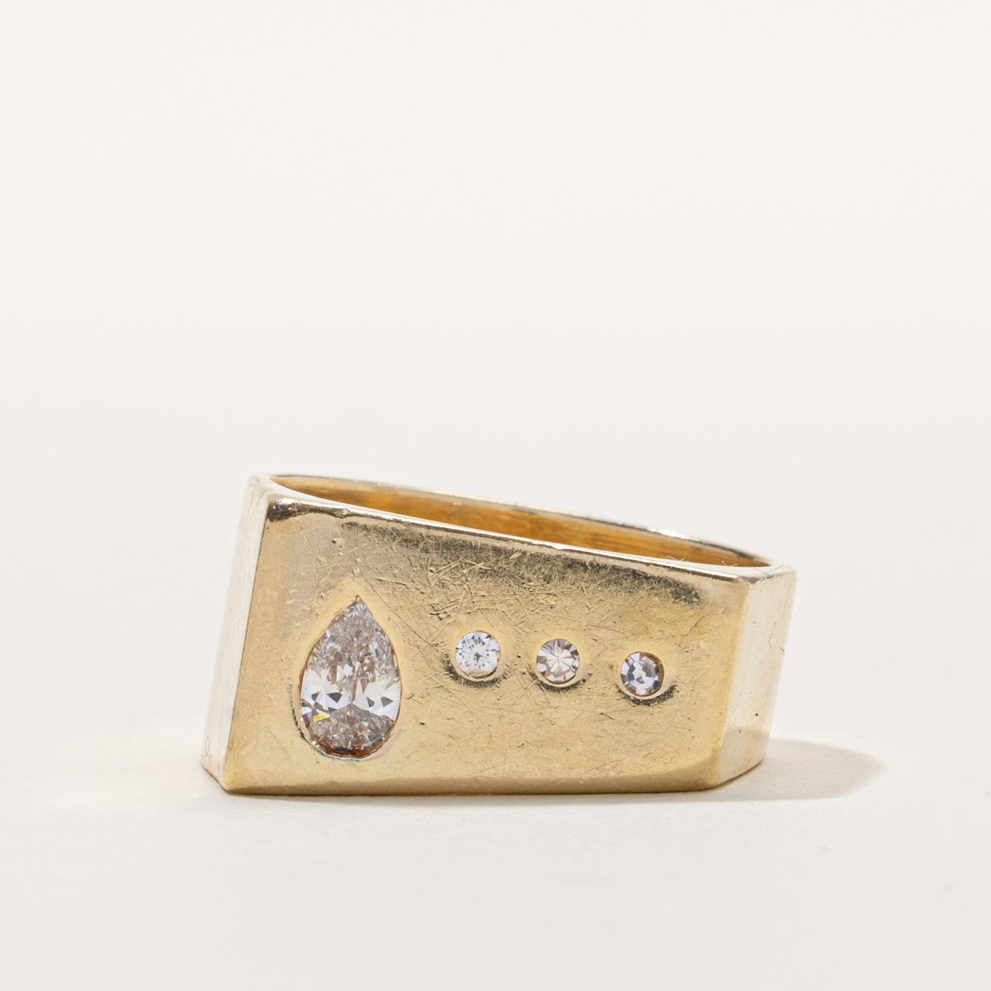 14k Flush Set Multi Cut Diamond Angled Band | 0.35ctw | SZ 9.75