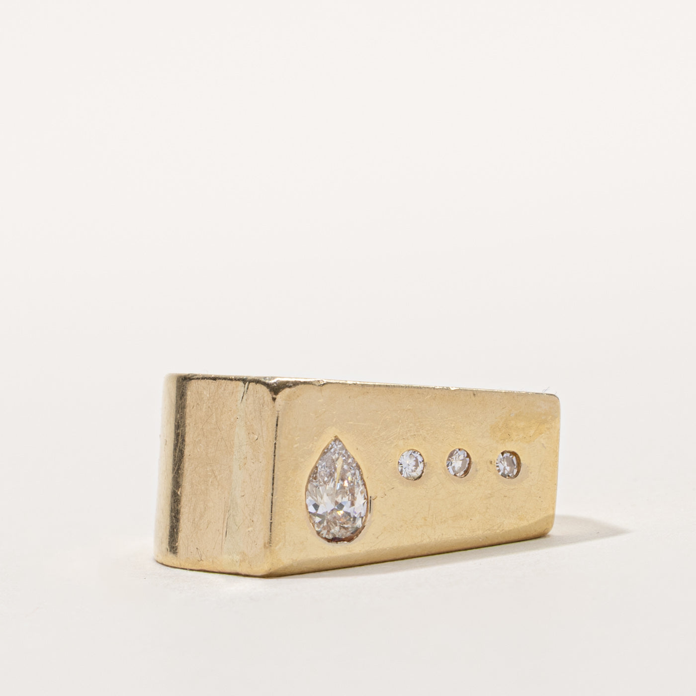 14k Flush Set Multi Cut Diamond Angled Band | 0.35ctw | SZ 9.75