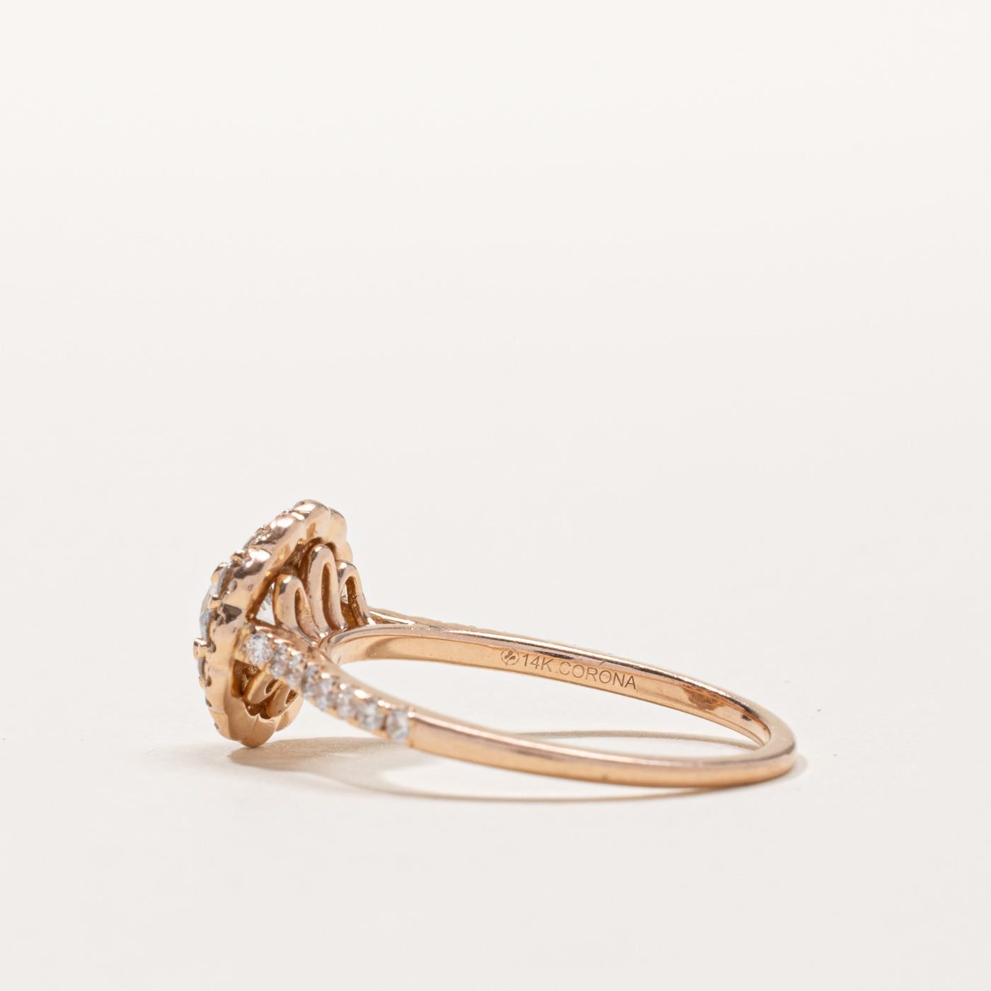14k Diamond Double Halo Scalloped Ring | 0.44ct I1/I2 G/H, 0.54ctw | SZ 7.75