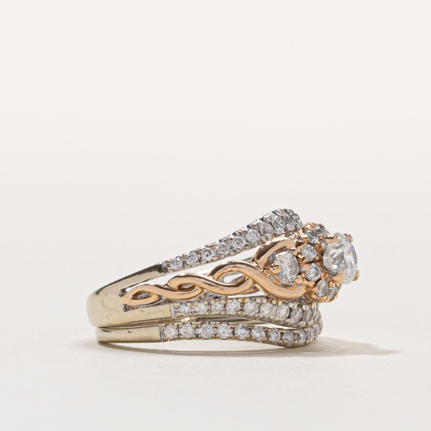 14k Diamond Ornate Design Wedding Ring Set | 0.28ct I2 G/H, 0.72ctw | SZ 5.75
