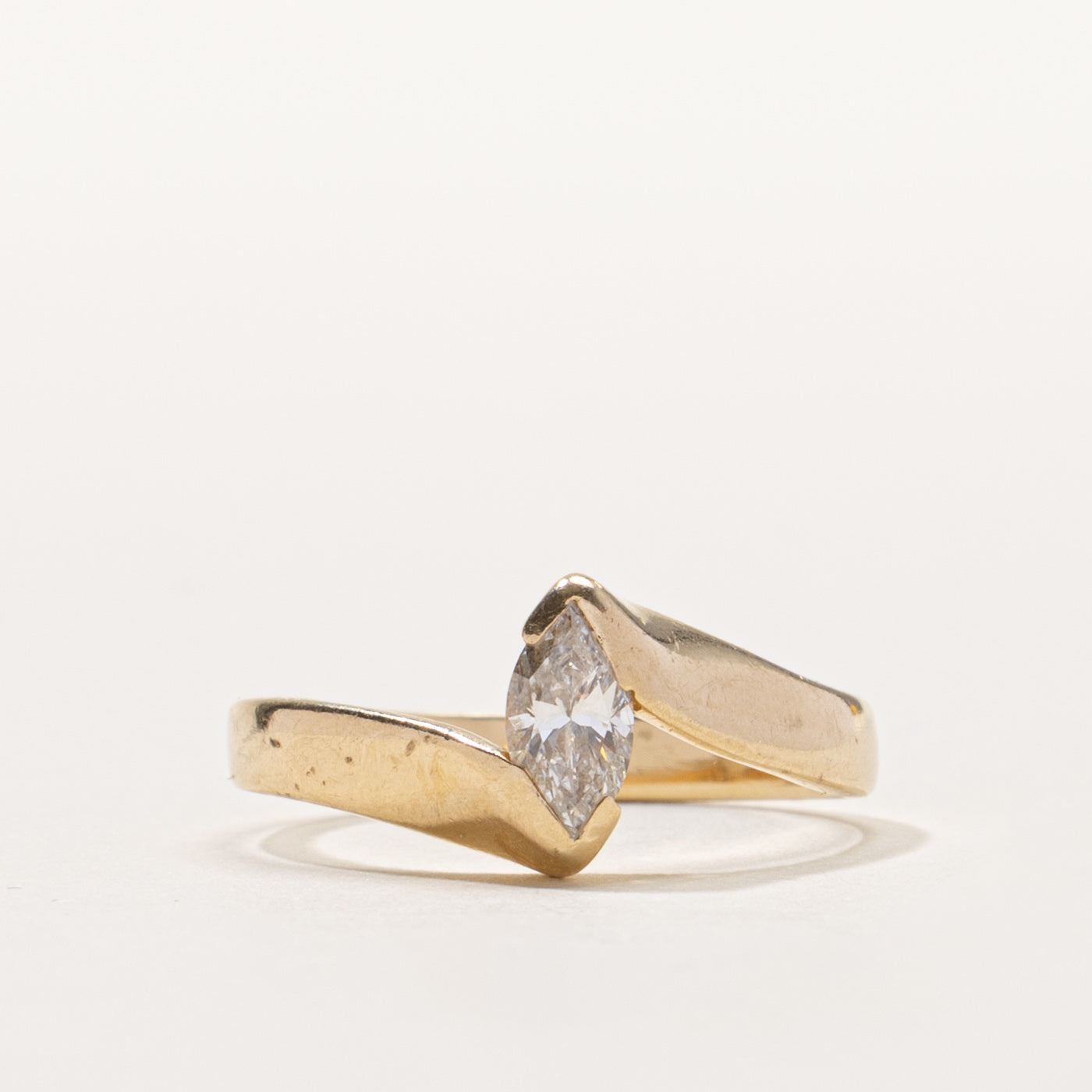 14k Marquise Cut Diamond Bypass Ring | 0.35ct SI1 J/K | SZ 6