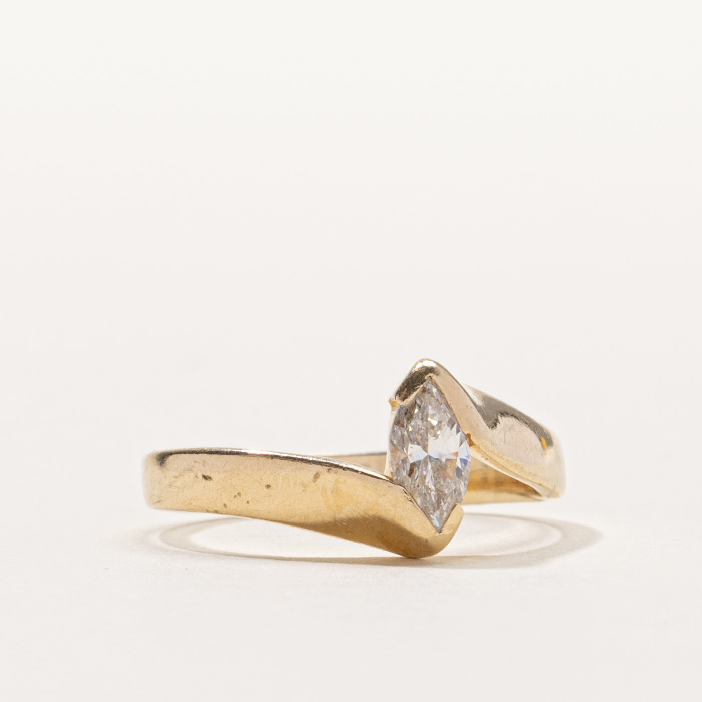 14k Marquise Cut Diamond Bypass Ring | 0.35ct SI1 J/K | SZ 6