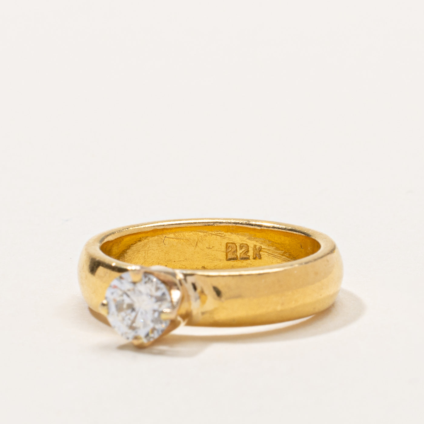 22k Solitaire Diamond Chunky Band Ring | 0.47ct I1 G/H | SZ 4.5