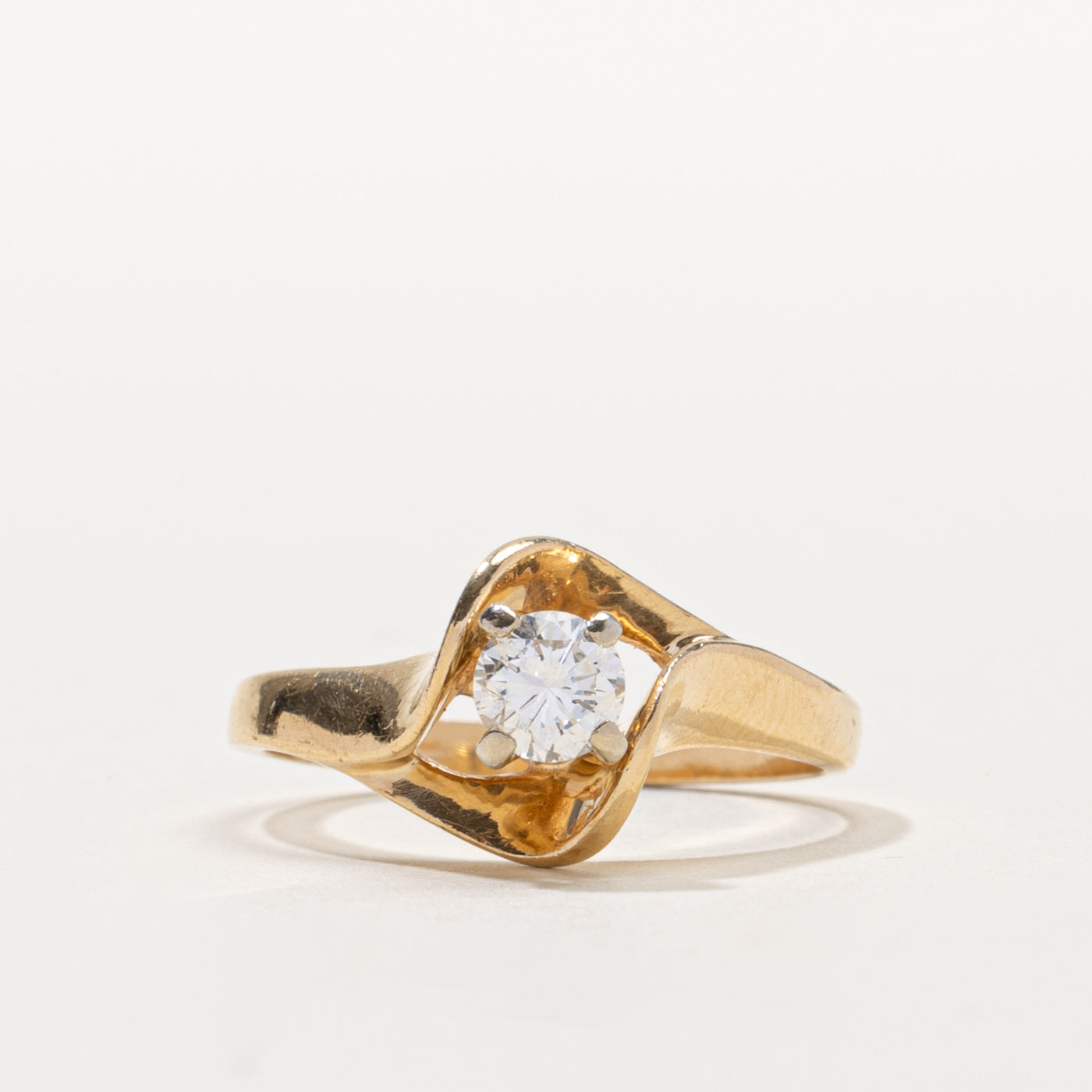 14k Solitaire Diamond Abstract Ring | 0.30ct VS2 I/J | SZ 6.75