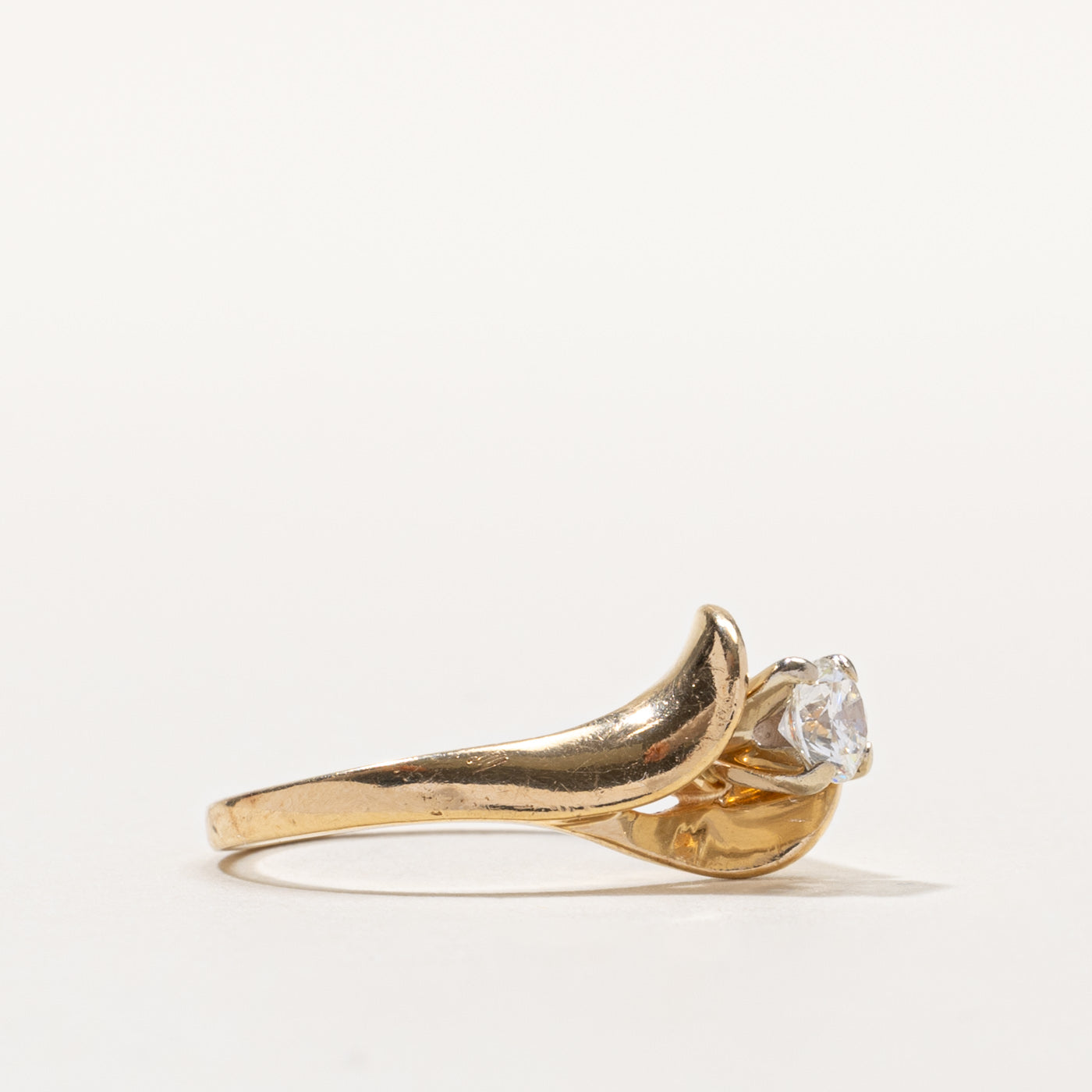 14k Solitaire Diamond Abstract Ring | 0.30ct VS2 I/J | SZ 6.75