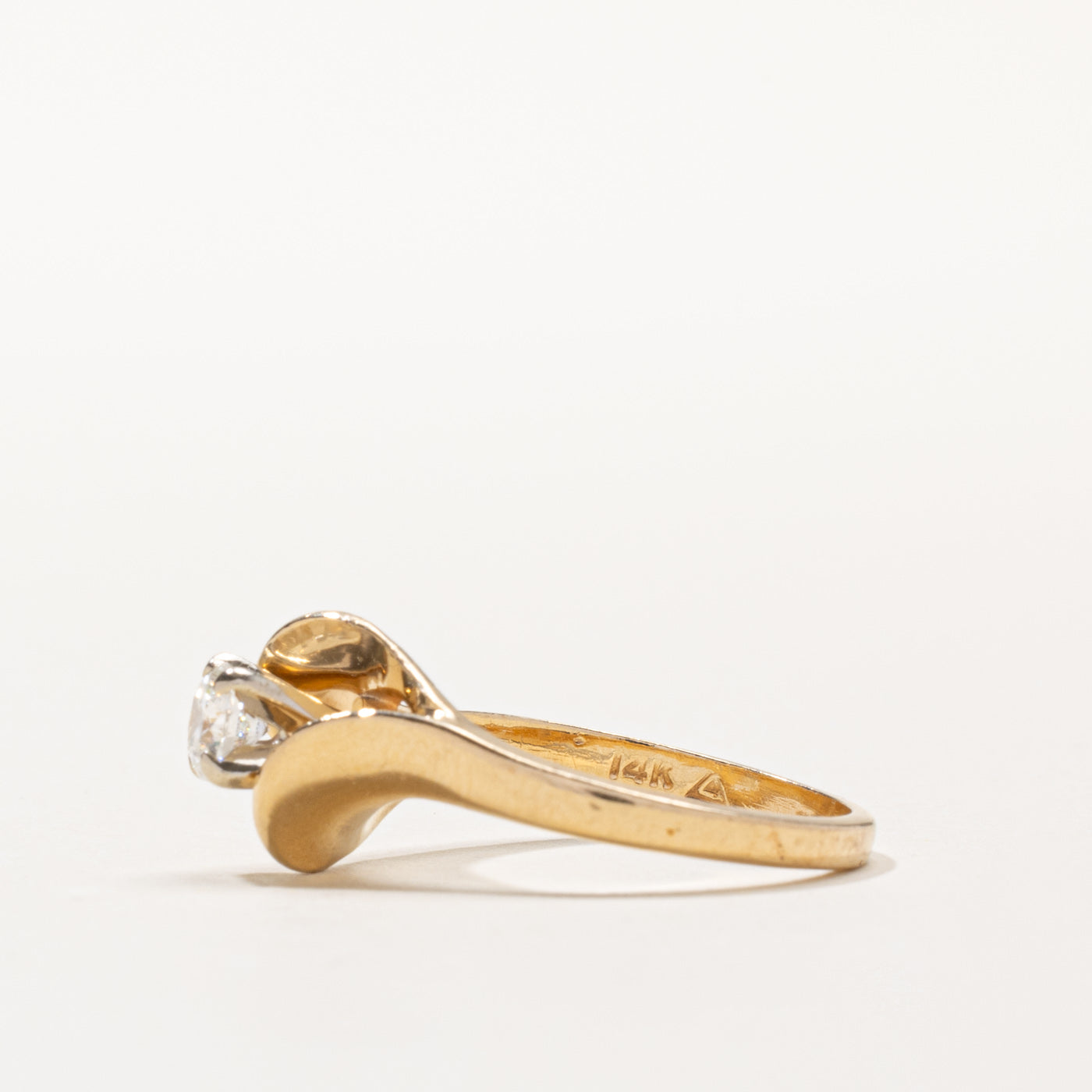 14k Solitaire Diamond Abstract Ring | 0.30ct VS2 I/J | SZ 6.75
