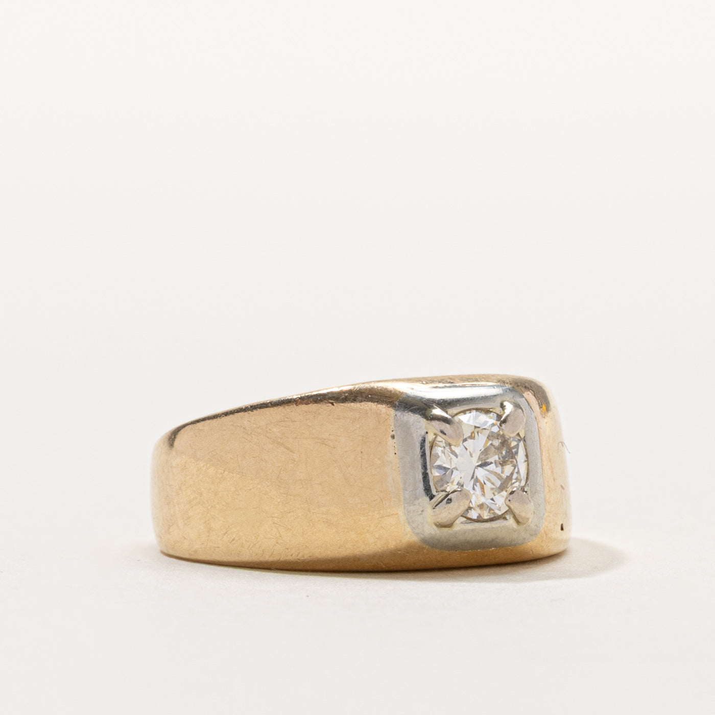 10k Round Brilliant Cut Solitaire Diamond Chunky Ring | 0.47ct VS2/SI1 J/K | SZ 6.75