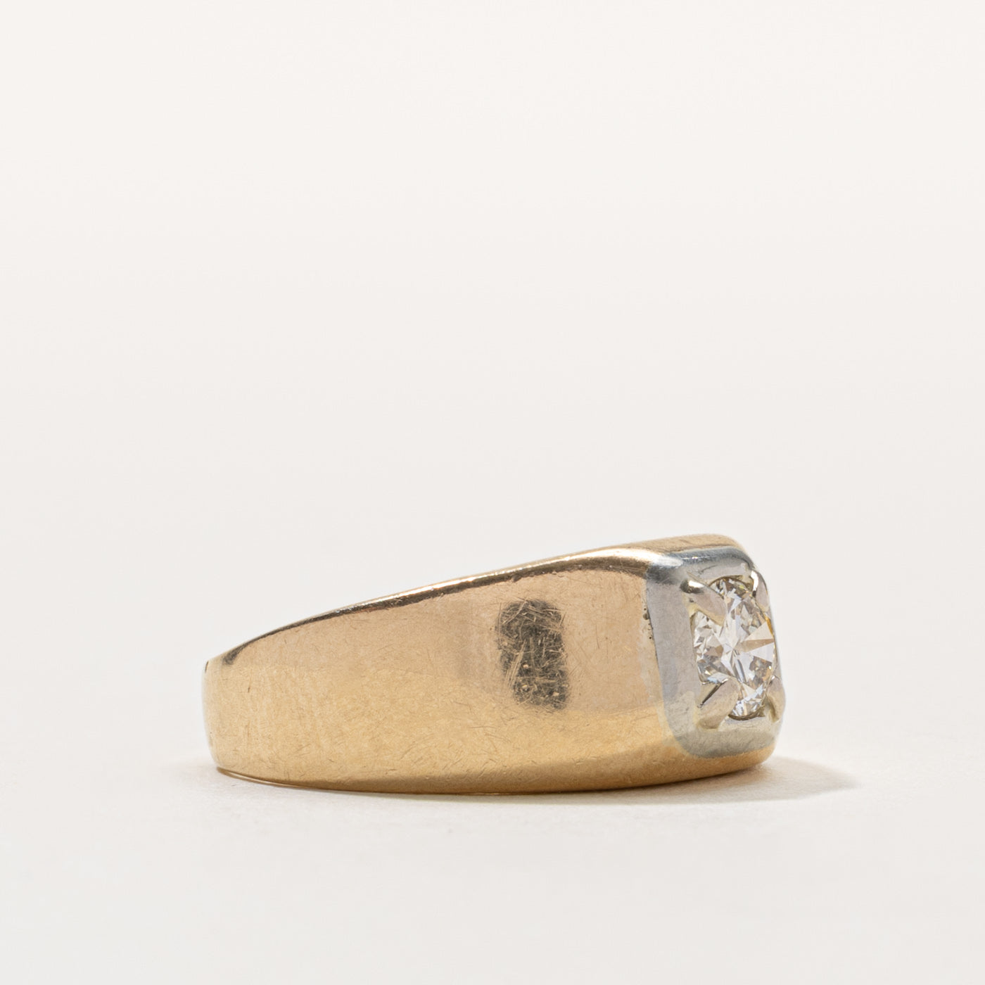 10k Round Brilliant Cut Solitaire Diamond Chunky Ring | 0.47ct VS2/SI1 J/K | SZ 6.75