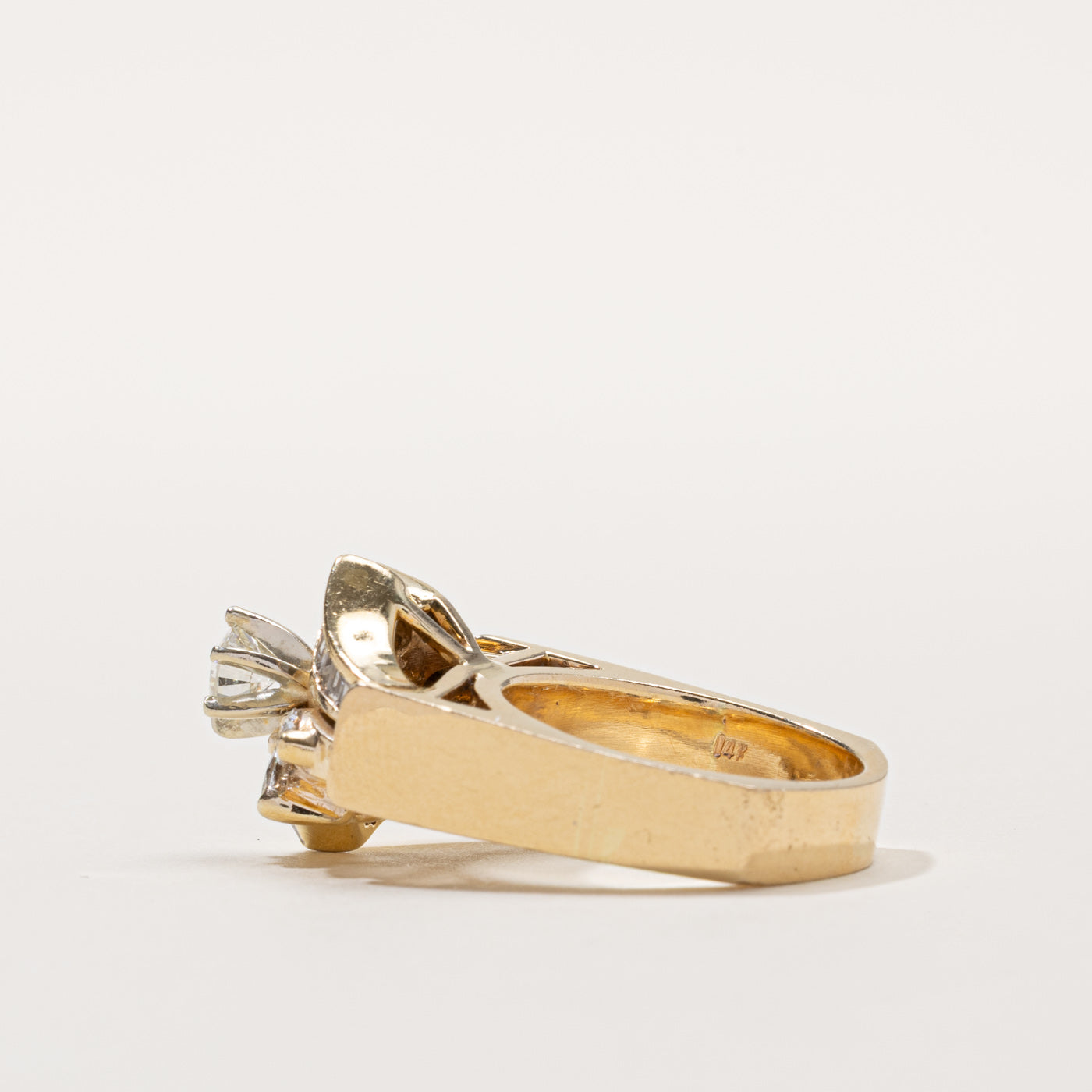 14k Diamond Floral Accented Bypass Ring | 0.45ct SI1 I/J, 0.68ctw | SZ 6.5