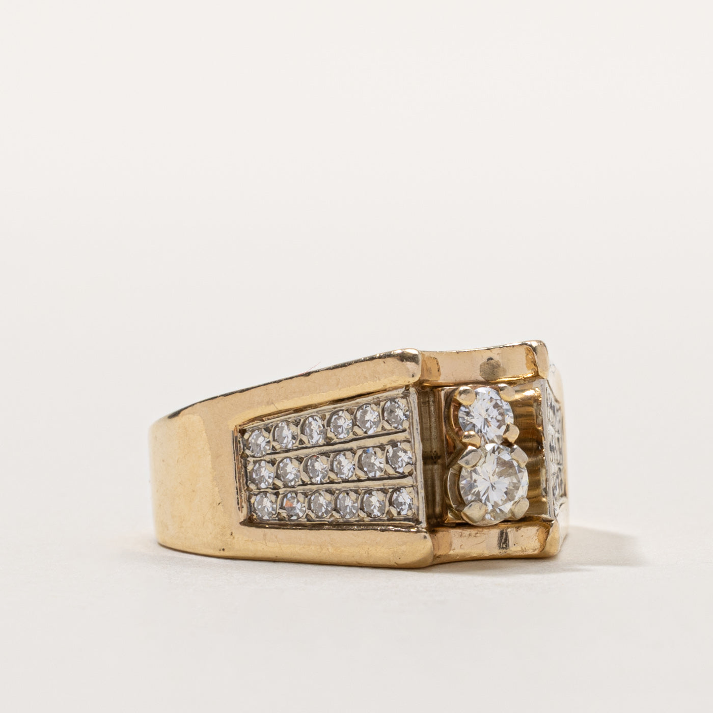 14k Diamond Geometric Chunky Ring | 0.76ctw | SZ 9.5