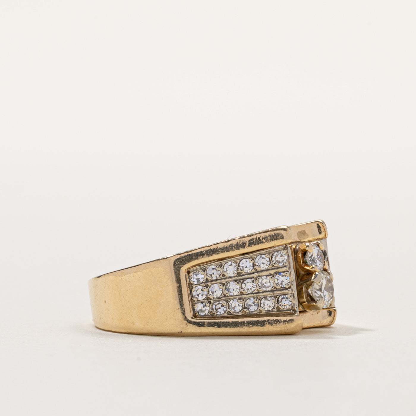 14k Diamond Geometric Chunky Ring | 0.76ctw | SZ 9.5