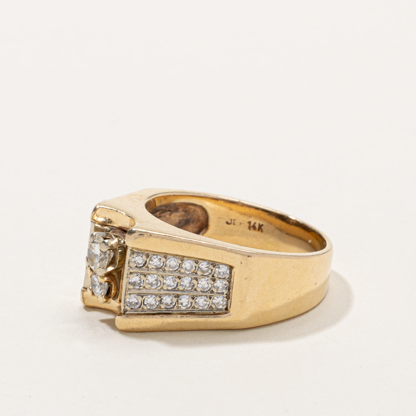 14k Diamond Geometric Chunky Ring | 0.76ctw | SZ 9.5