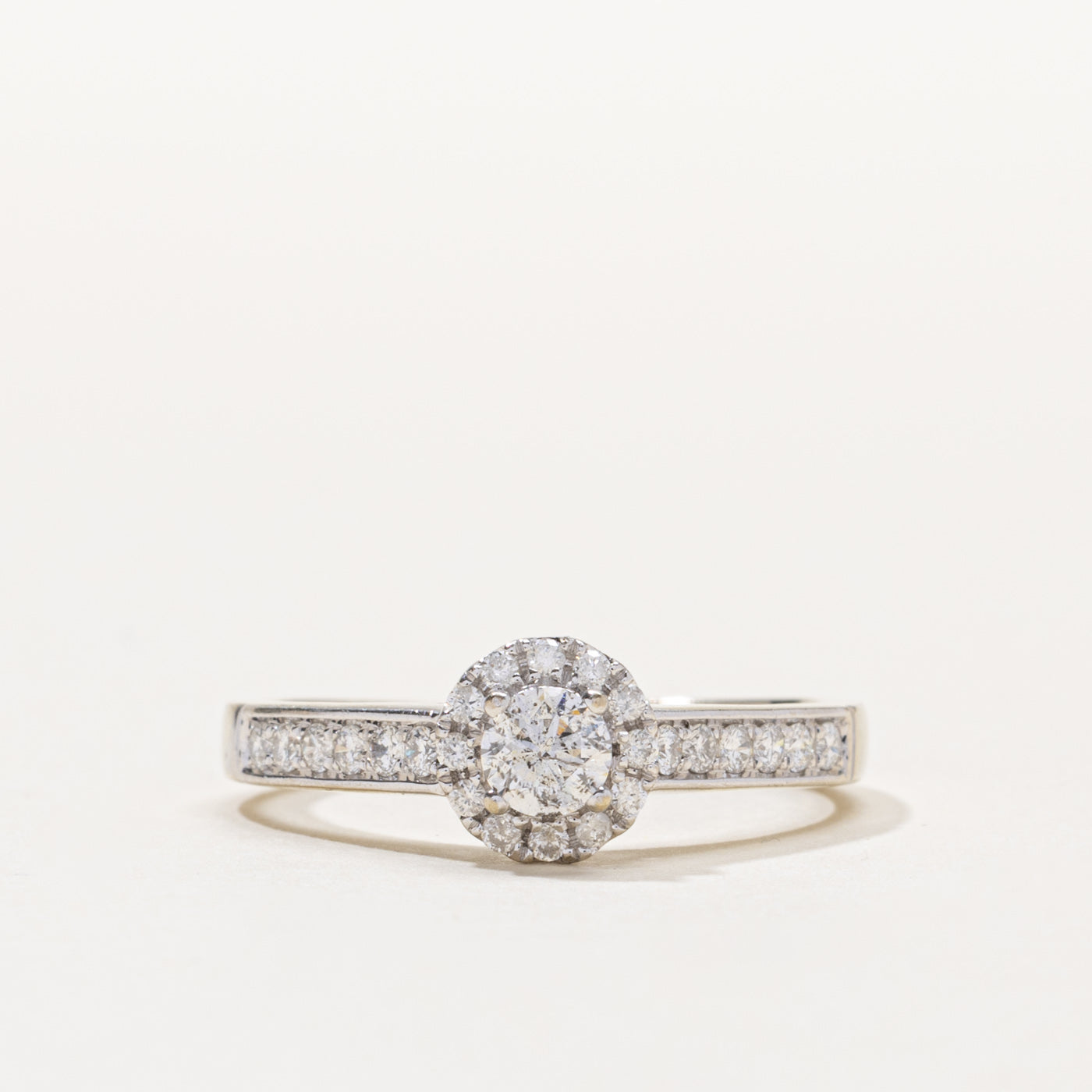 14k Diamond Halo Ring | 0.30ct I2 H, 0.33ctw | SZ 9