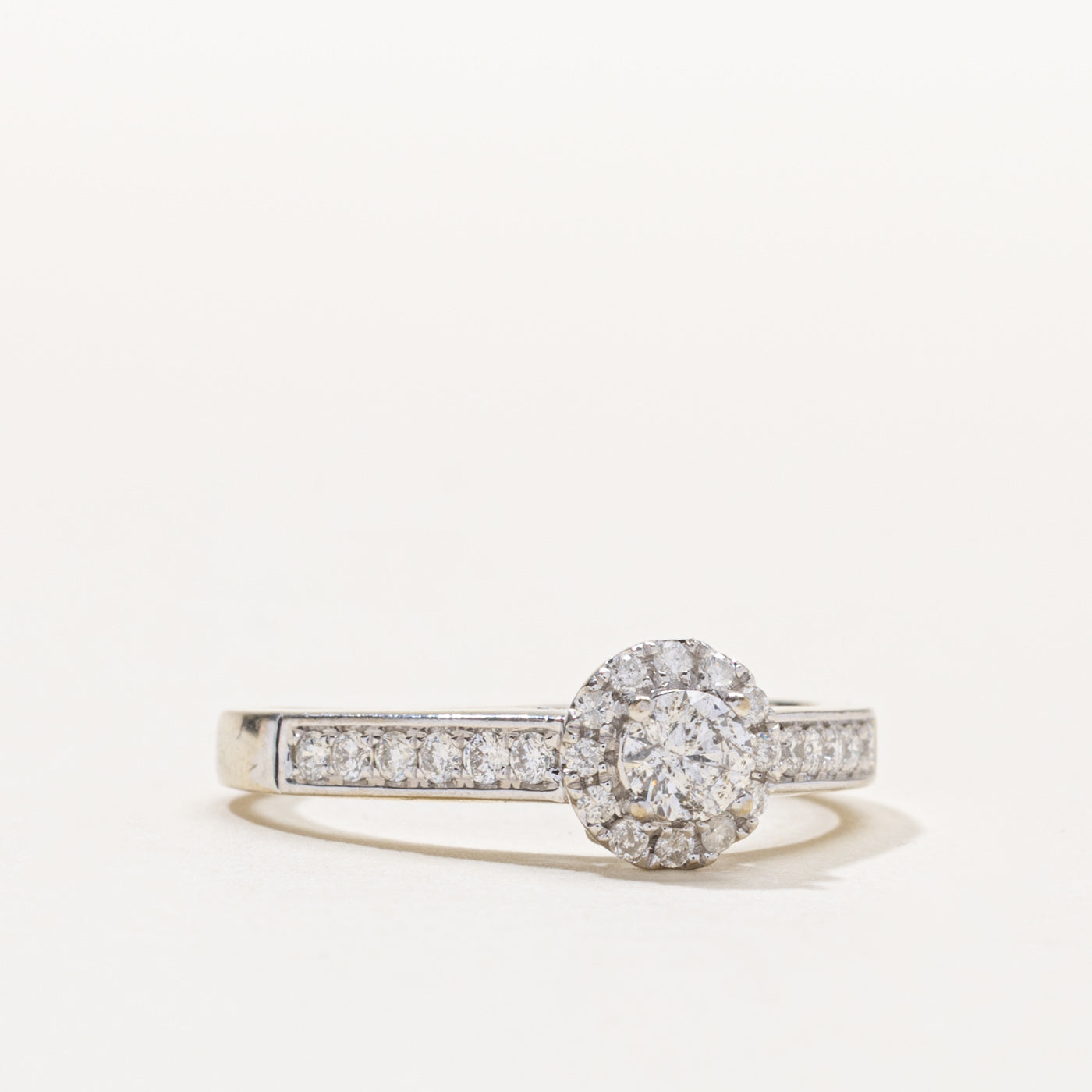 14k Diamond Halo Ring | 0.30ct I2 H, 0.33ctw | SZ 9