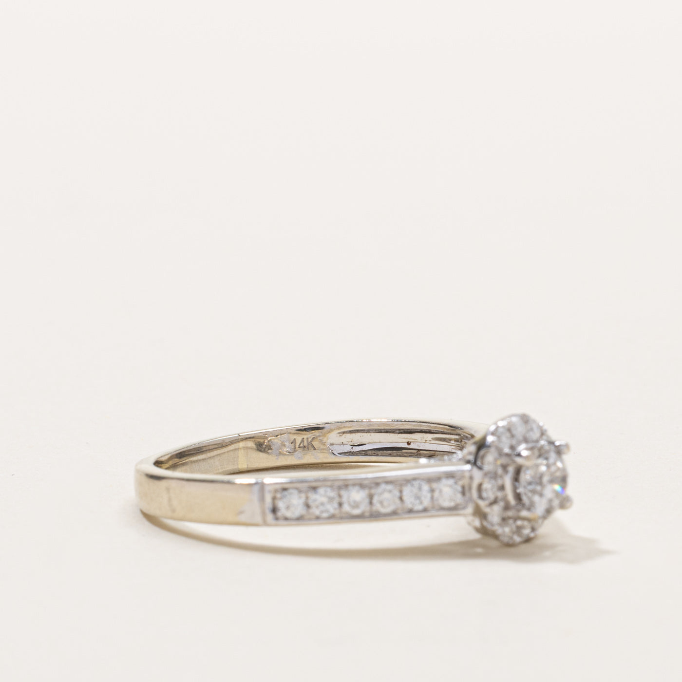 14k Diamond Halo Ring | 0.30ct I2 H, 0.33ctw | SZ 9