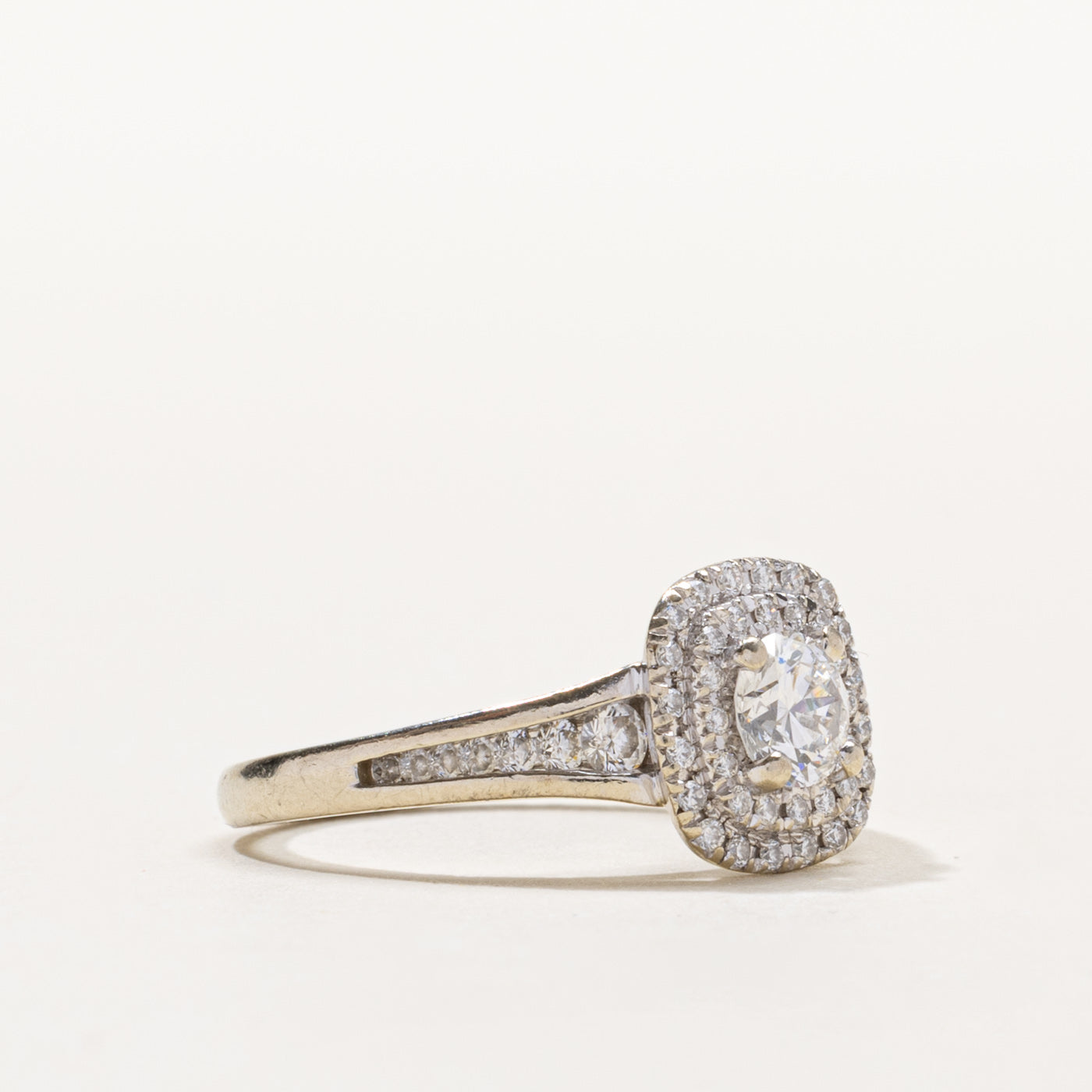14k Diamond Double Halo Ring | 0.50ct SI2 H/I, 0.25ctw | SZ 6.5