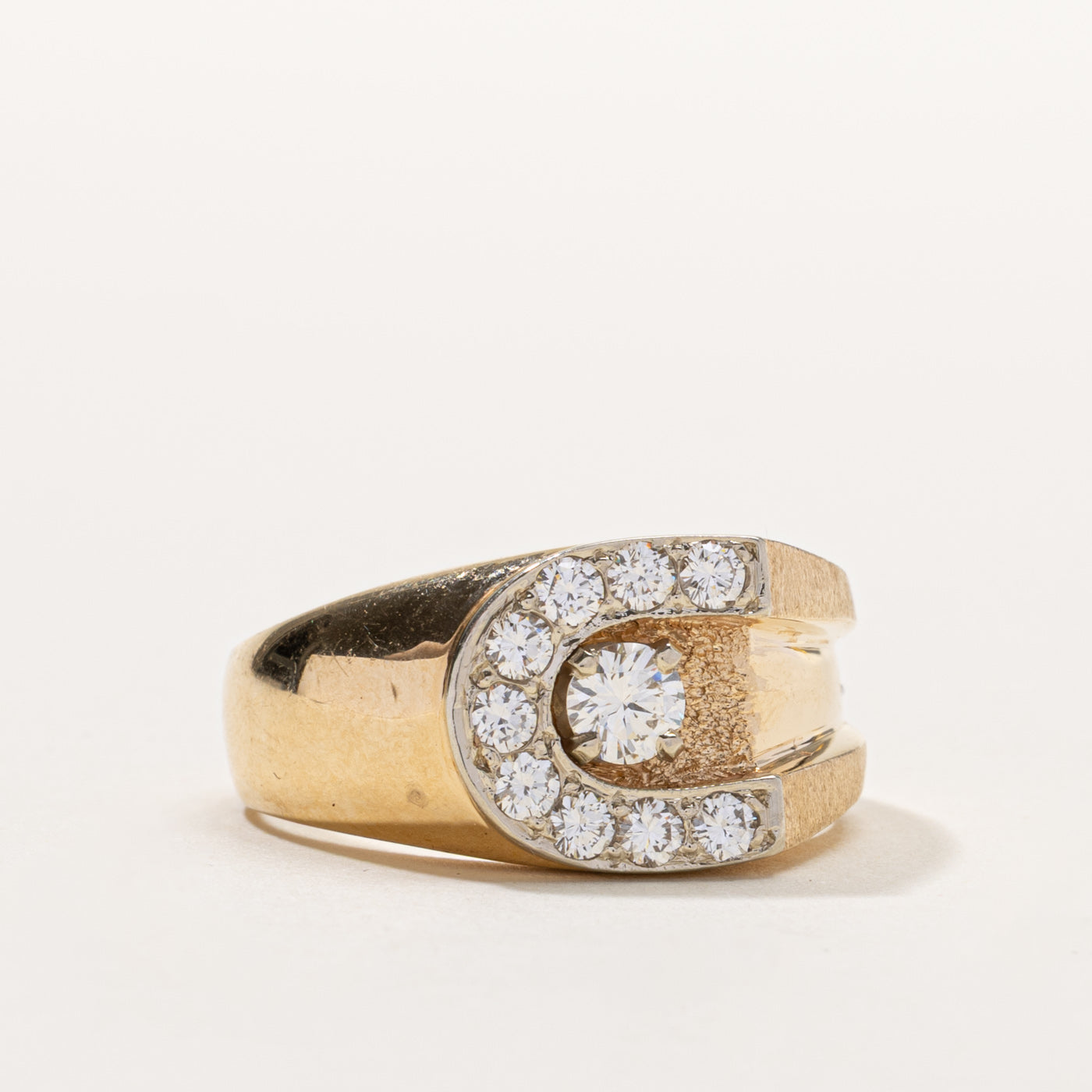14k Diamond "C" Initial Signet Ring | 0.89ctw | SZ 10