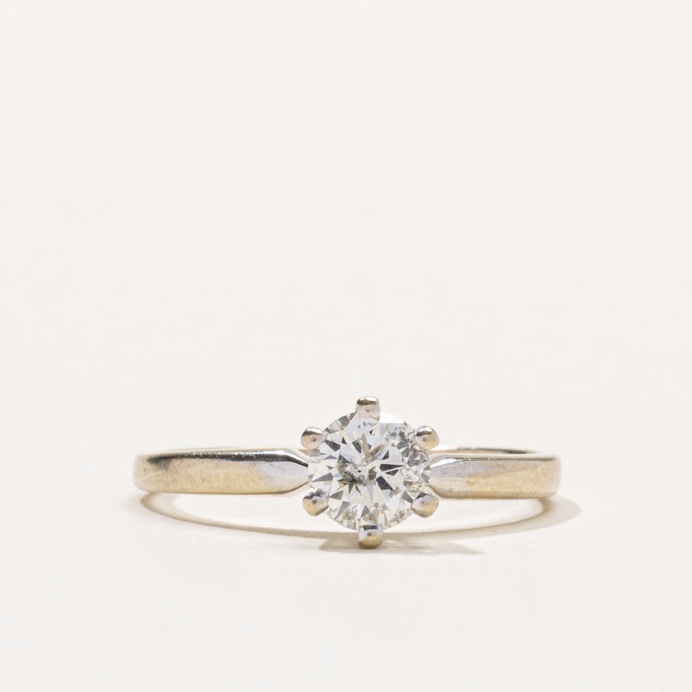 14k Solitaire Round Brilliant Cut Diamond Ring | 0.44ct I2 H/I | SZ 4.25