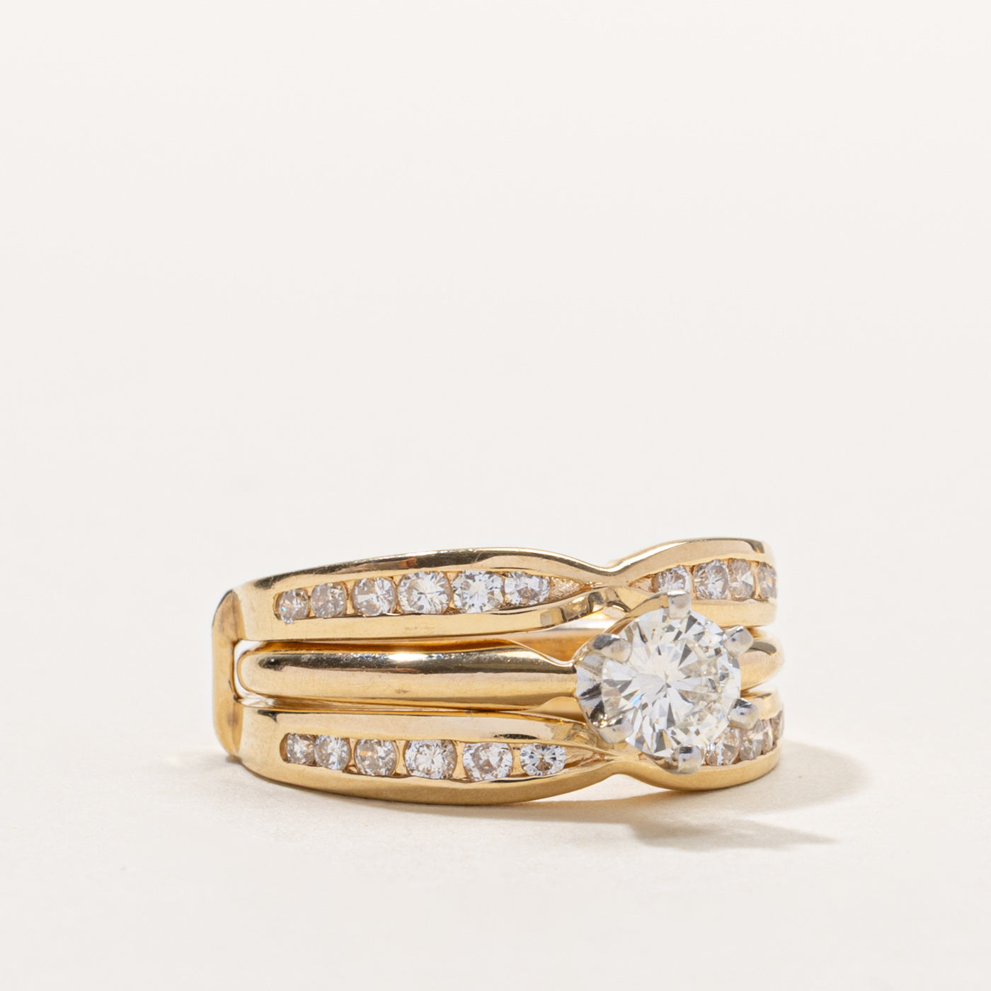 14k High Set Diamond Wedding Ring Set | 0.42ct VS2 I, 0.36ctw | SZ 5